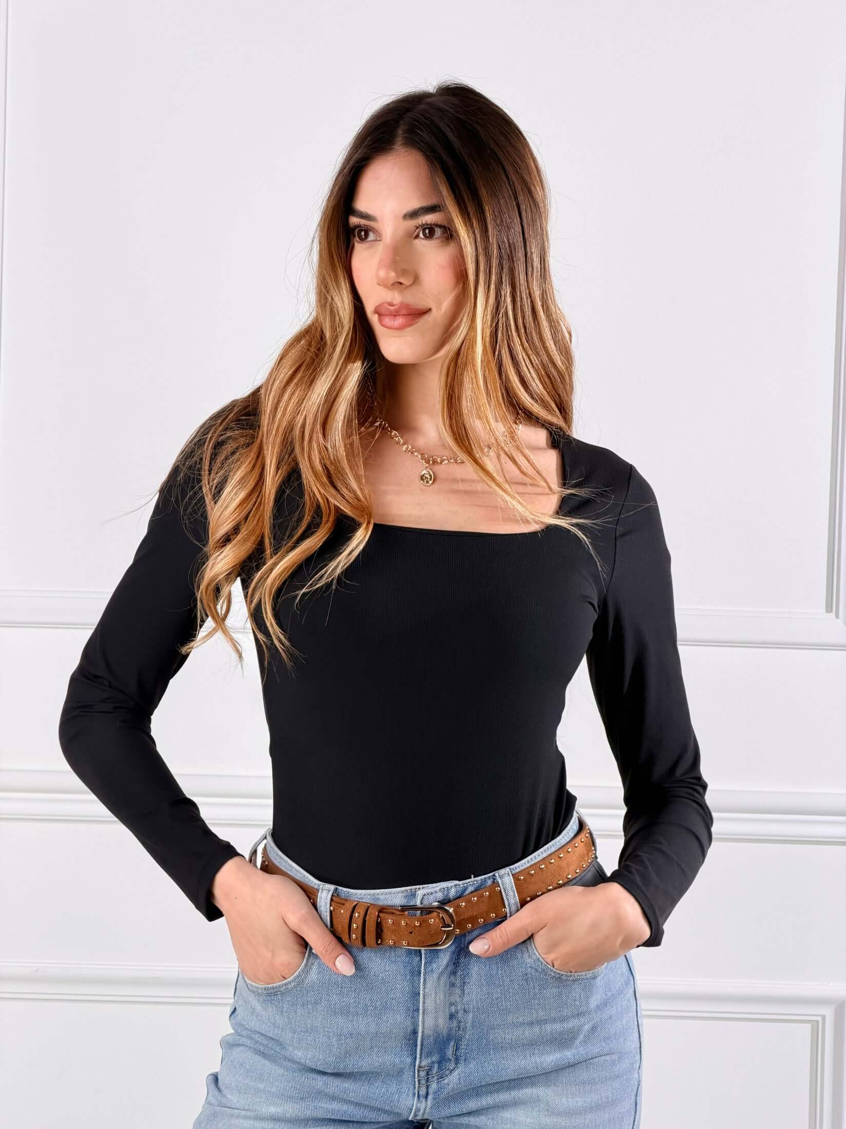 Body Meslissa scollo quadrato|Colore:Nero