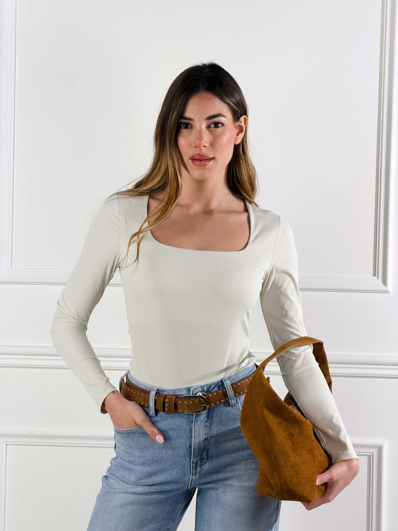 Body Meslissa scollo quadrato|Colore:Beige