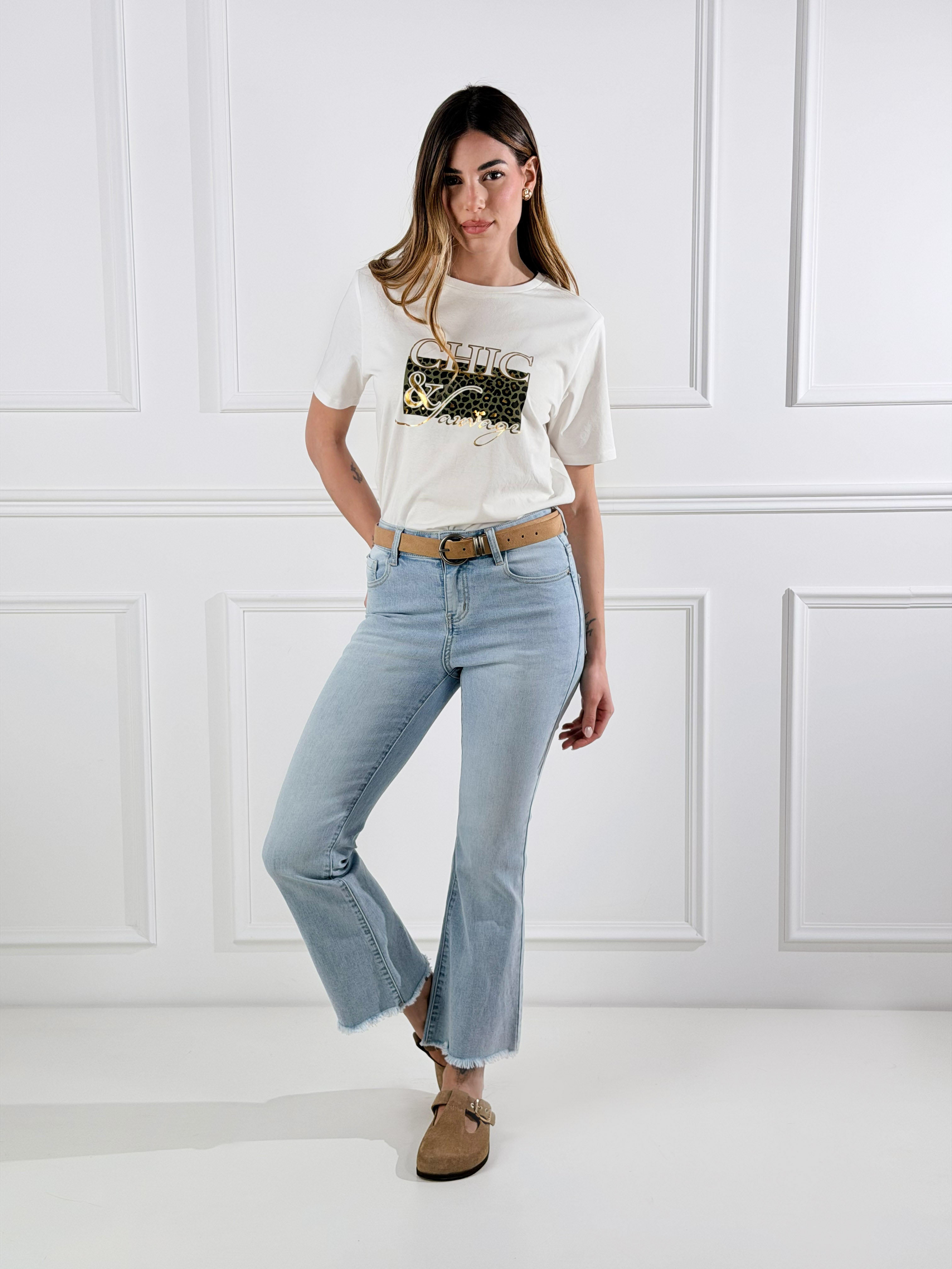 Jeans capri zampetta|Colore:Blu chiaro