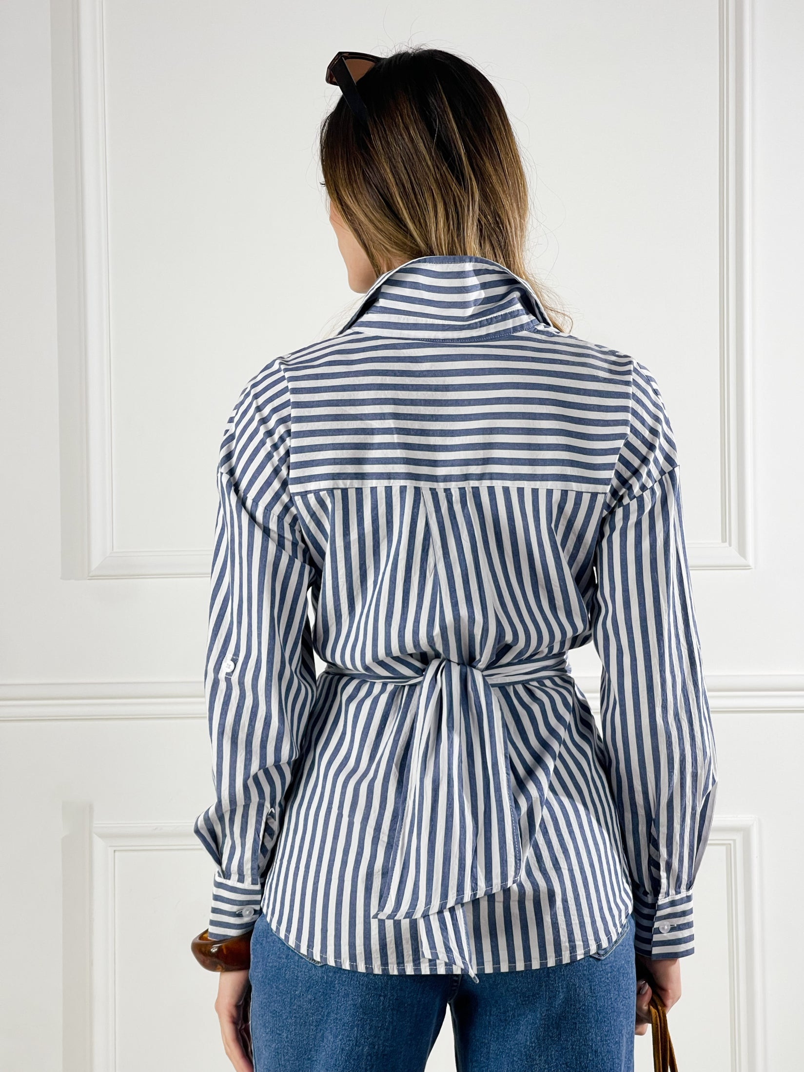 Camicia fusciacca a righe|Colore:Blu