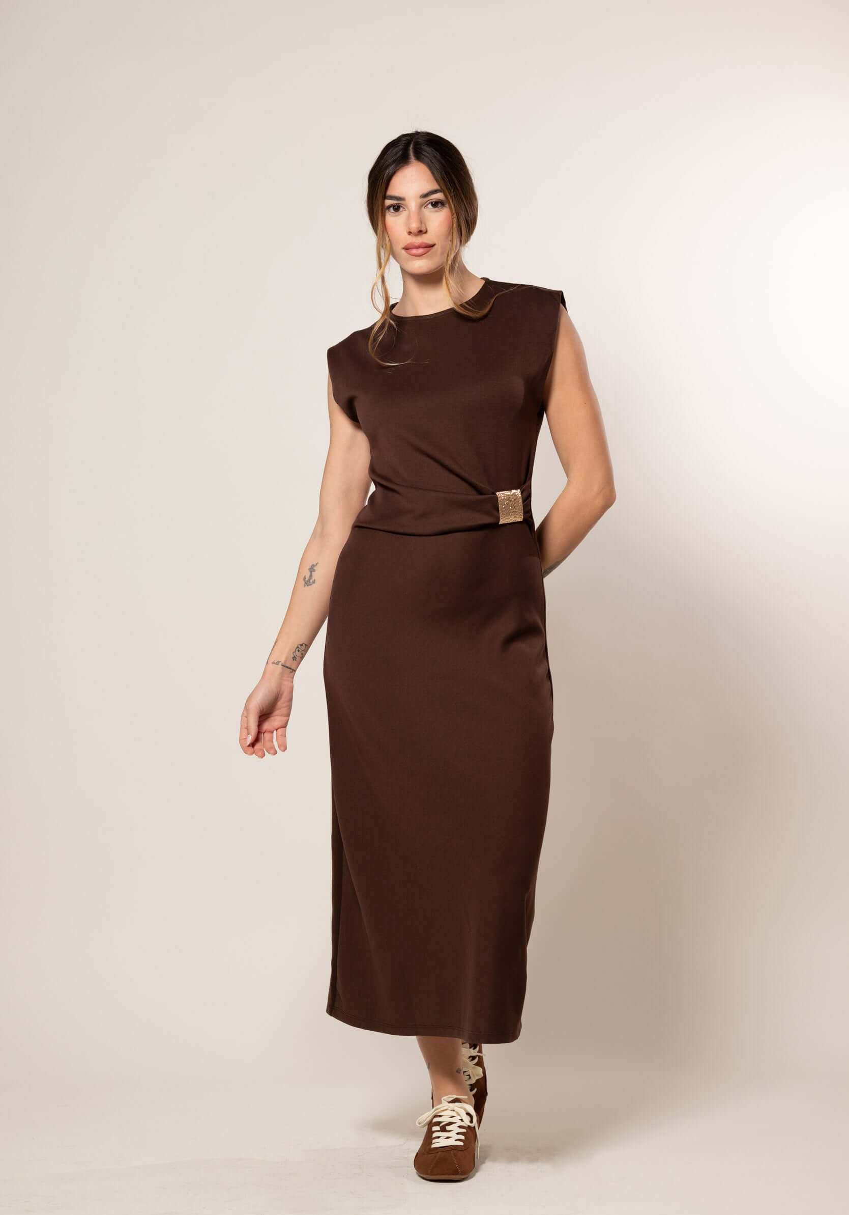 Vestito Dea con accessorio|Colore:Caffe