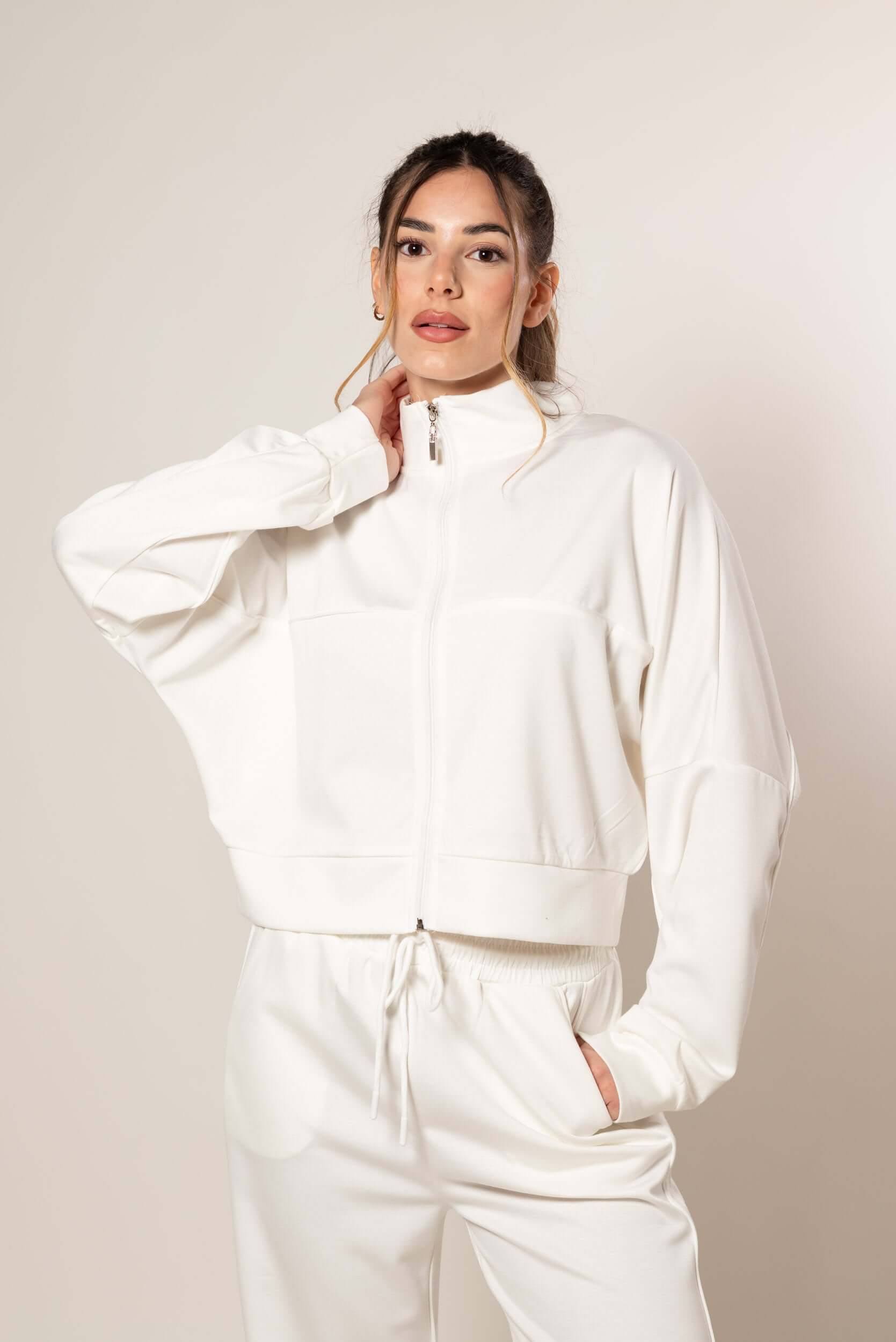 Tuta con profili a contrasto|Colore:Bianco