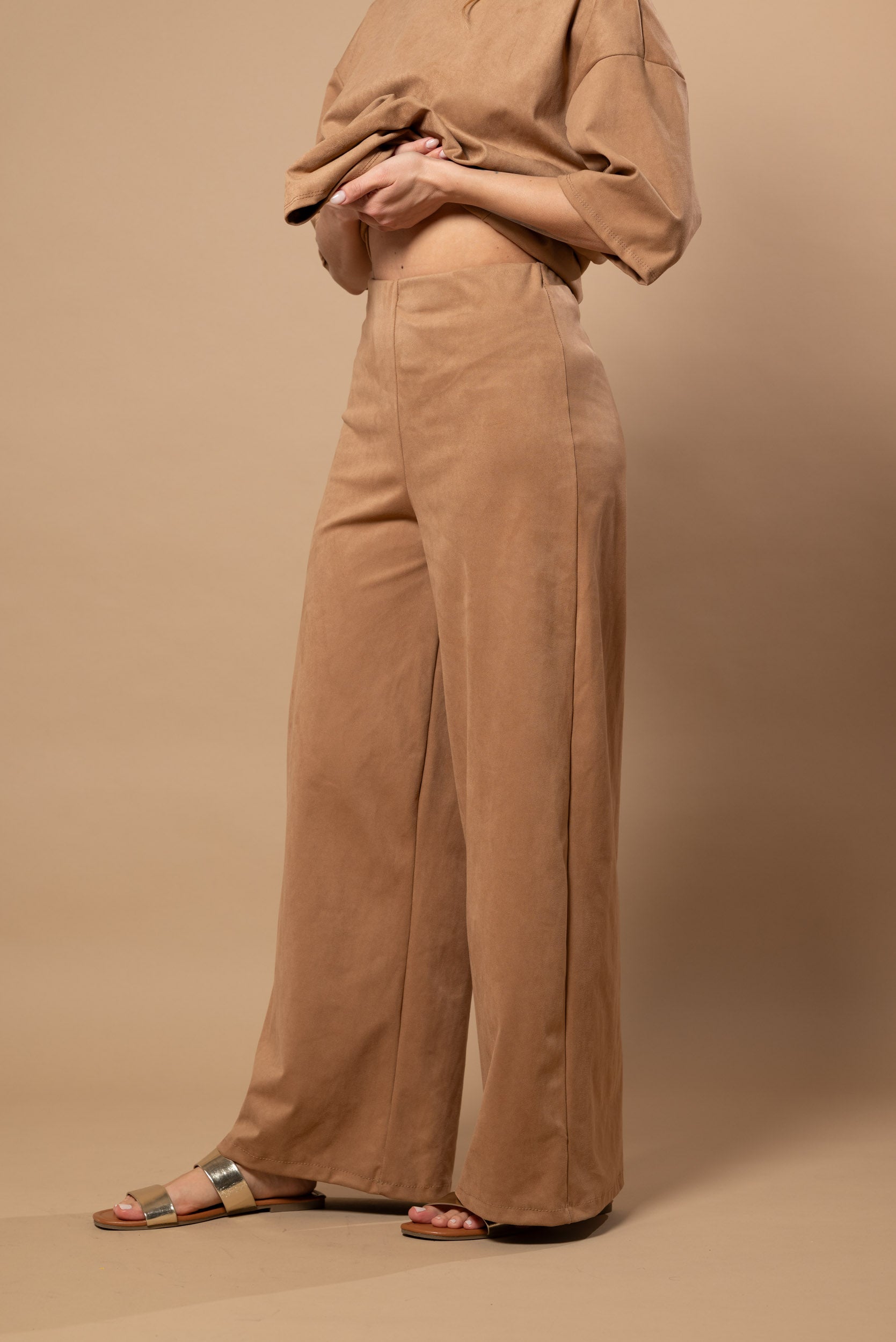 Pantalone suede effetto ScamosciATO|Colore:Cammello