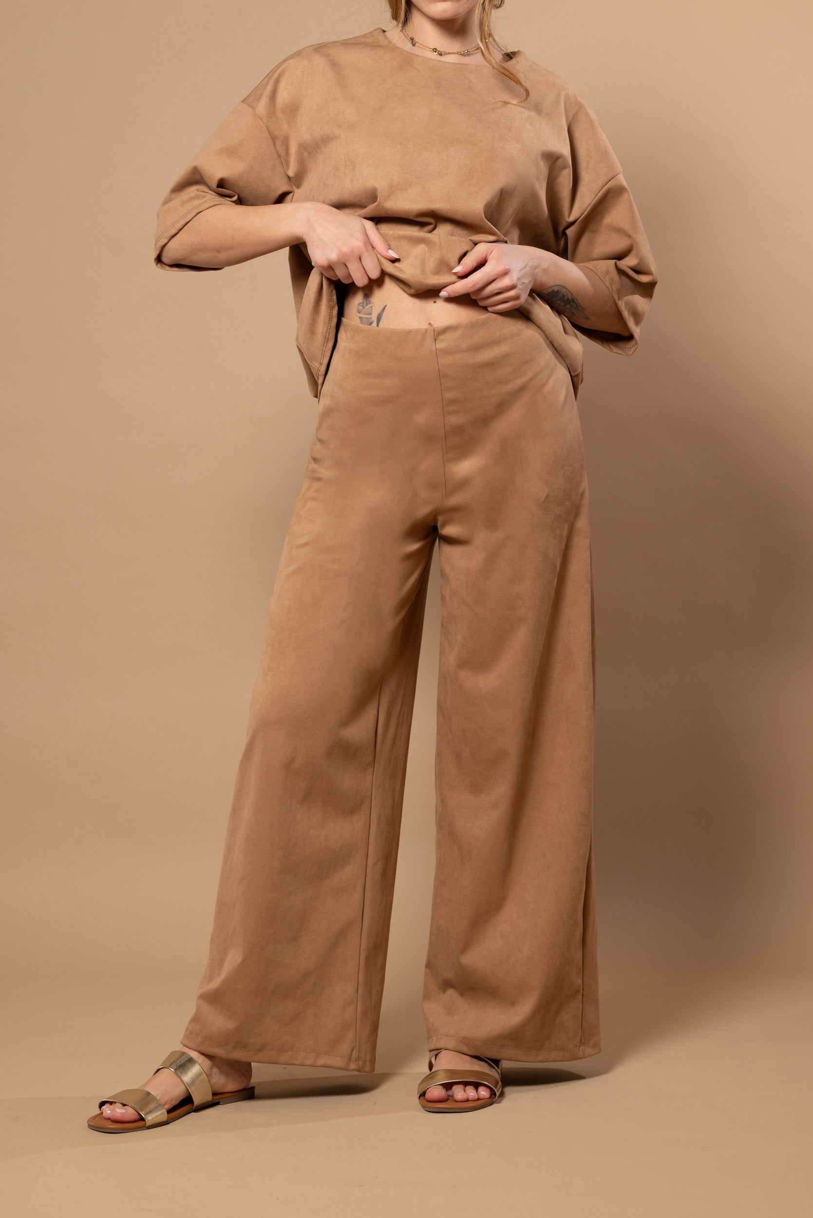 Pantalone suede effetto ScamosciATO|Colore:Cammello