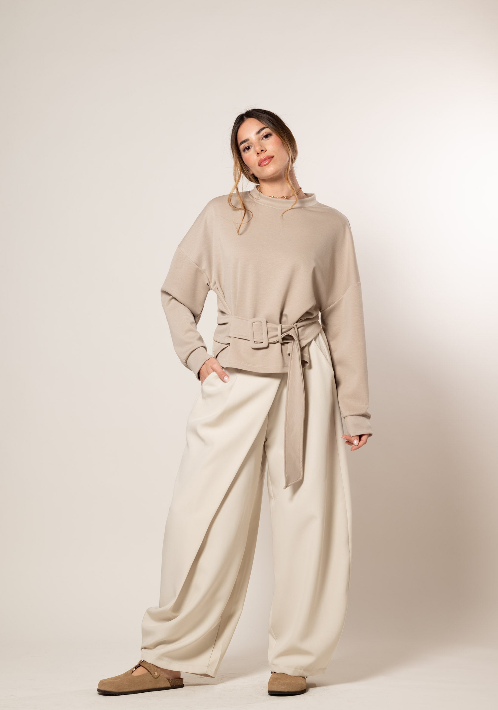 Felpa con cinta|Colore:Beige