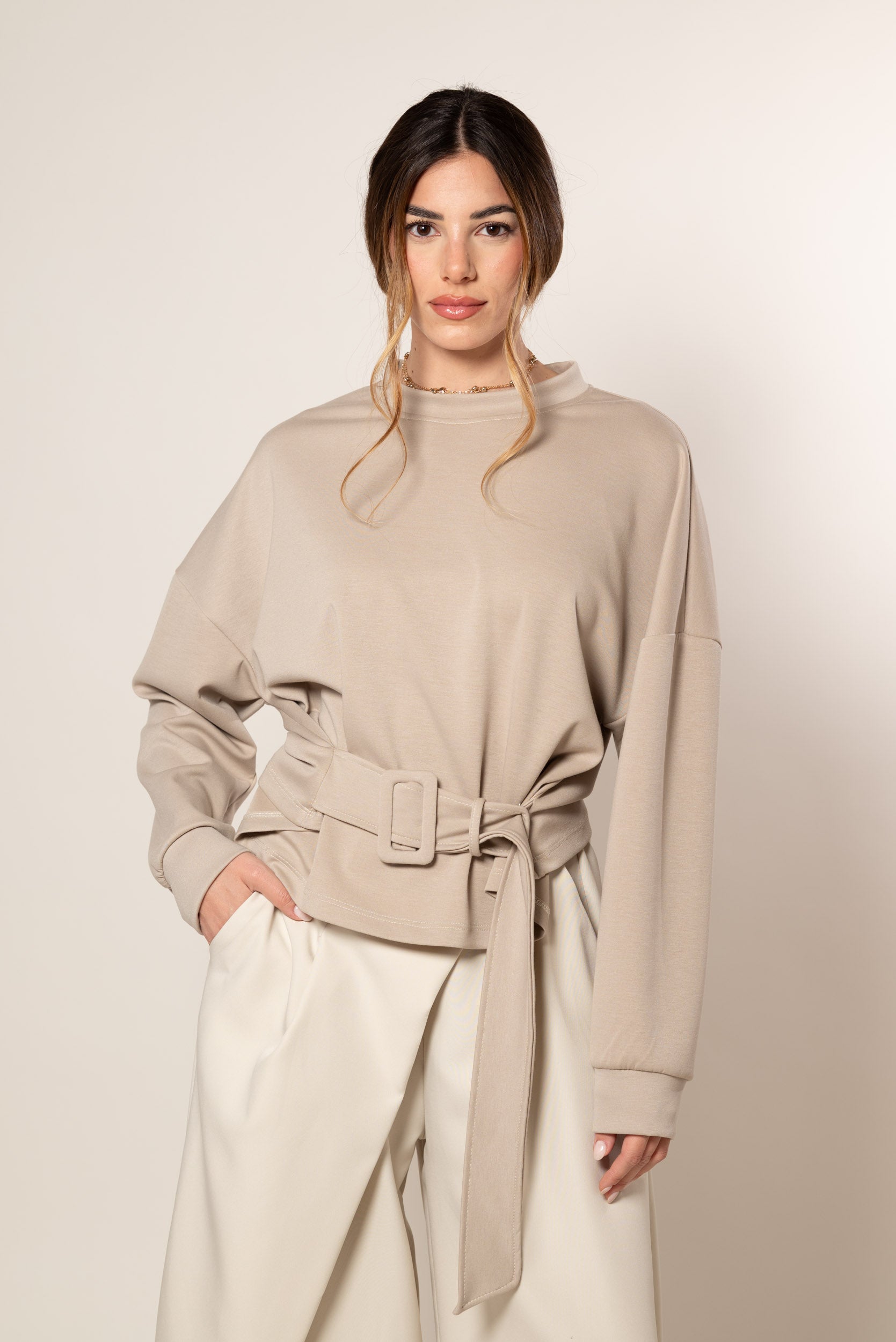 Felpa con cinta|Colore:Beige