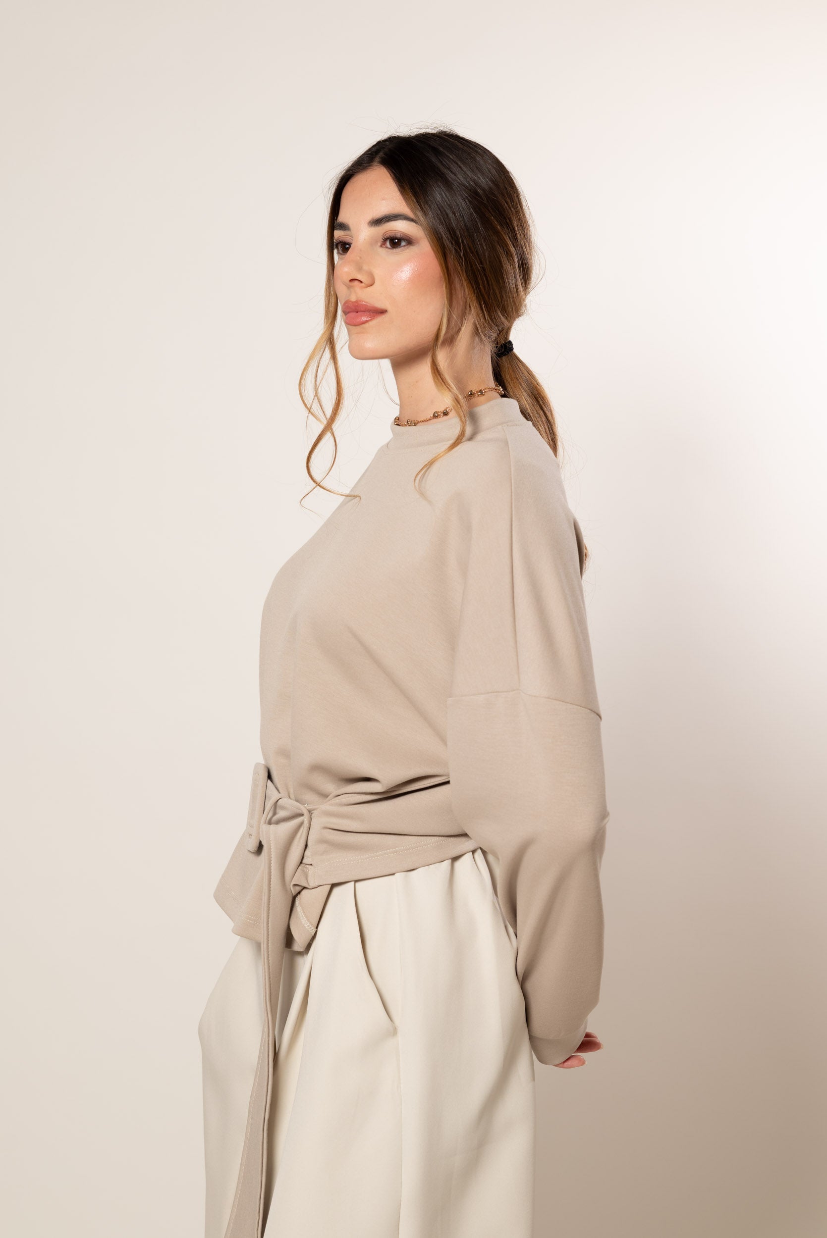 Felpa con cinta|Colore:Beige