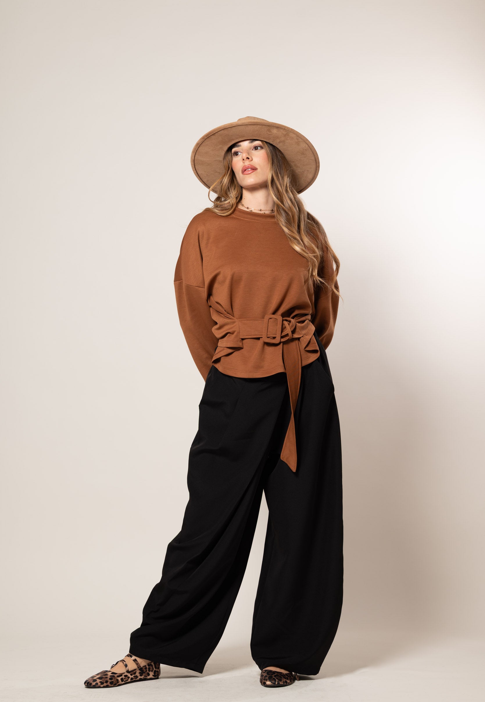 Felpa con cinta|Colore:Tabacco