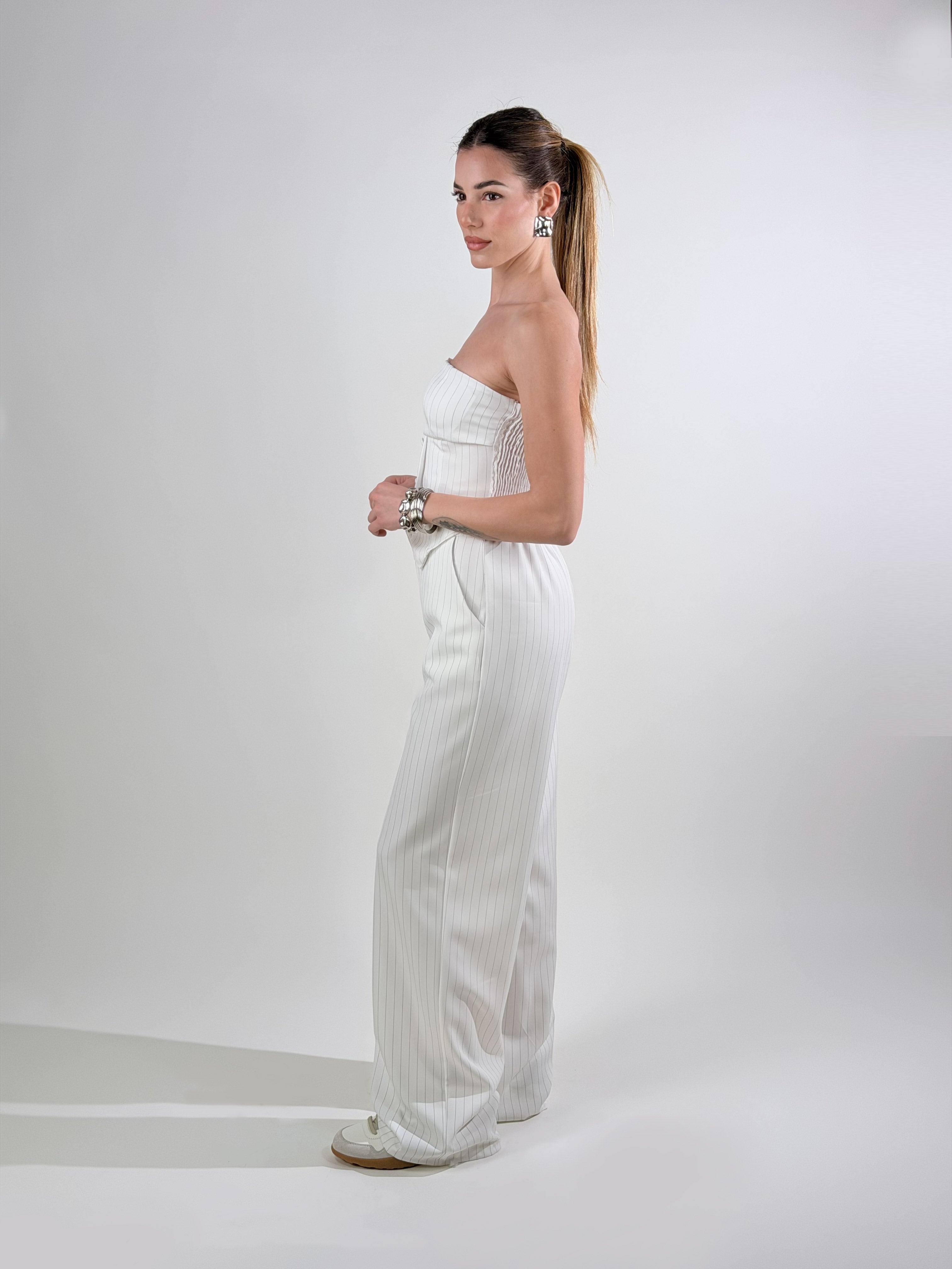 Coordinato gessato|Colore:Bianco