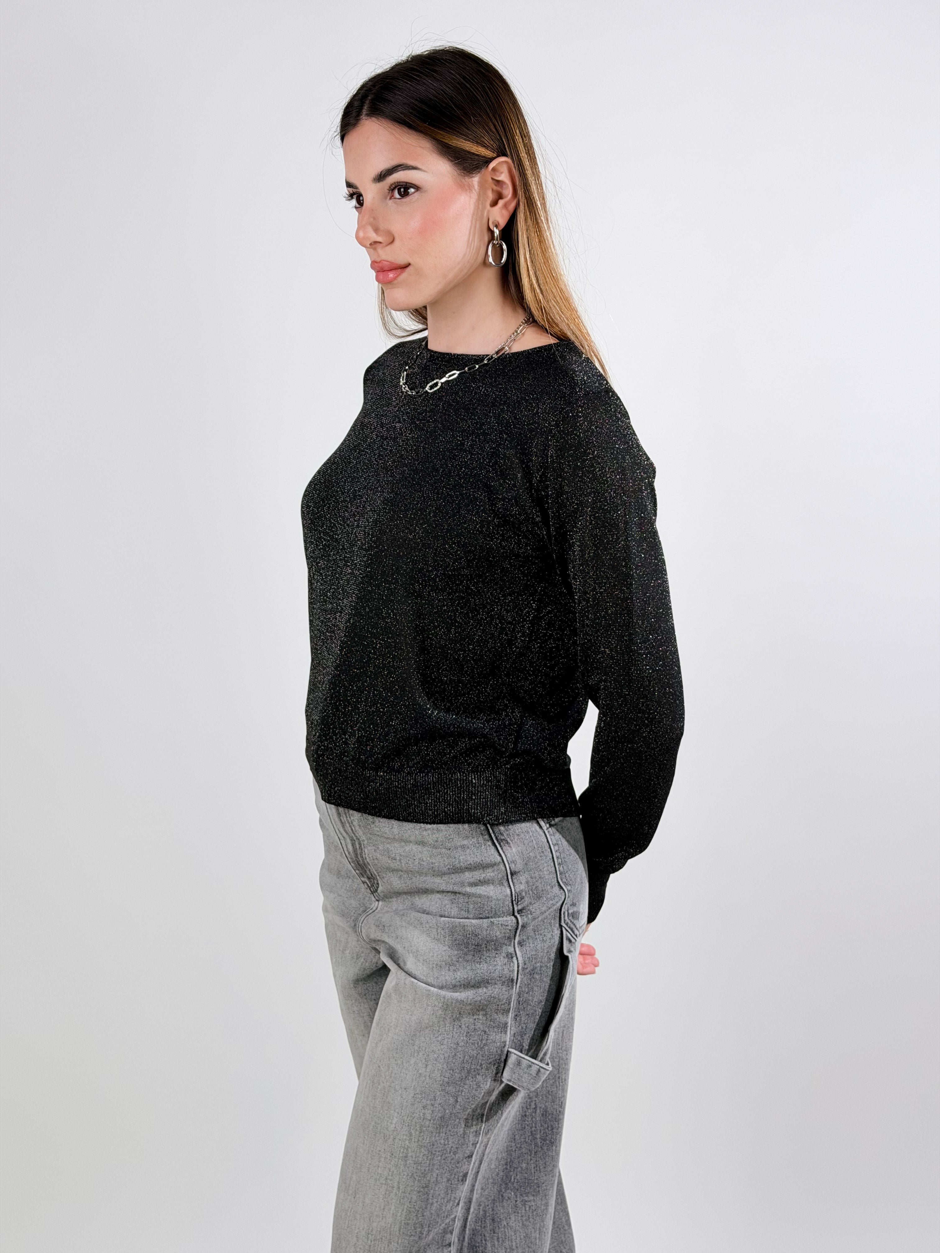 Maglia girocollo lurex|Colore:Nero