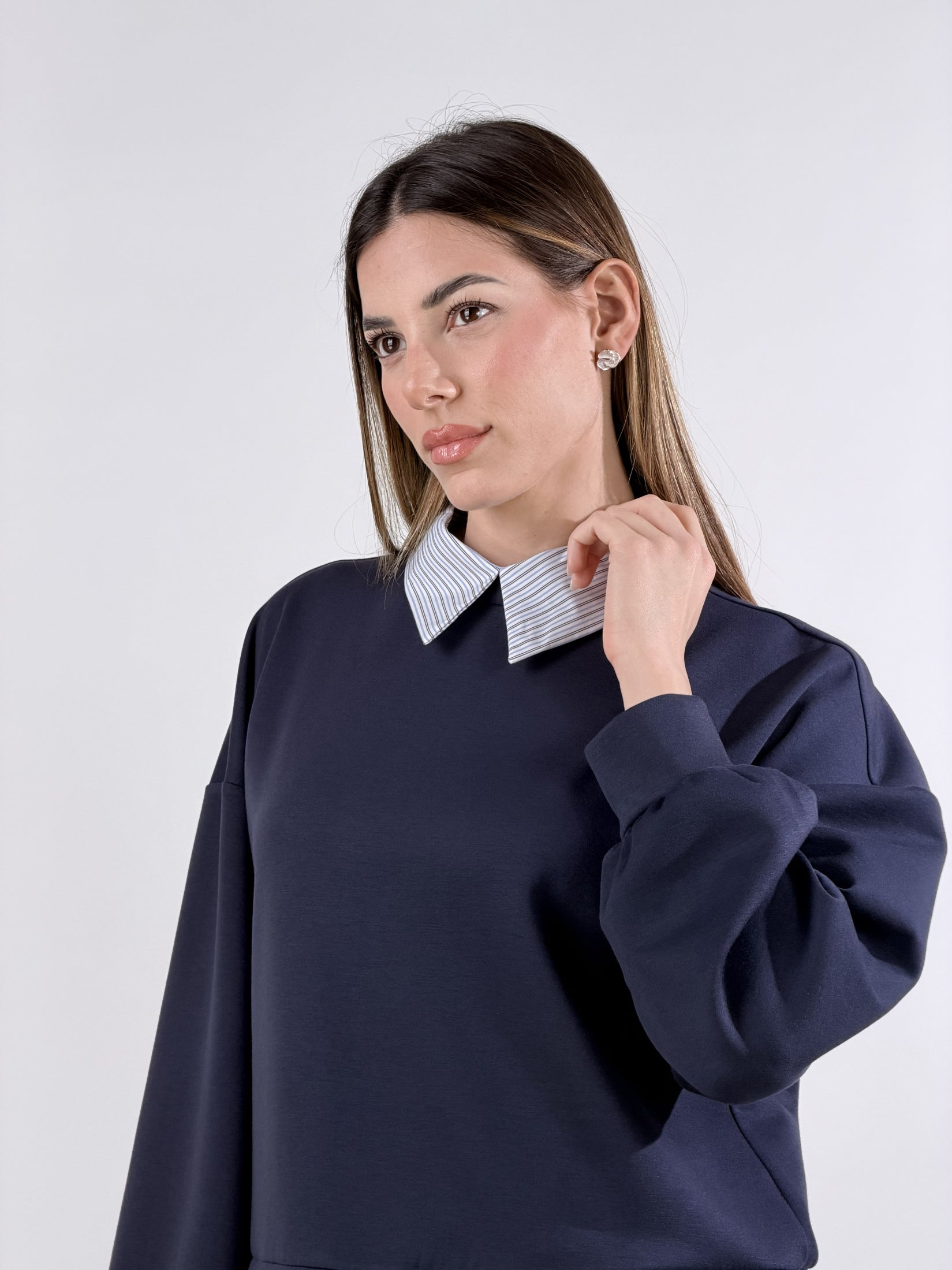 Felpa con camicia|Colore:Blu
