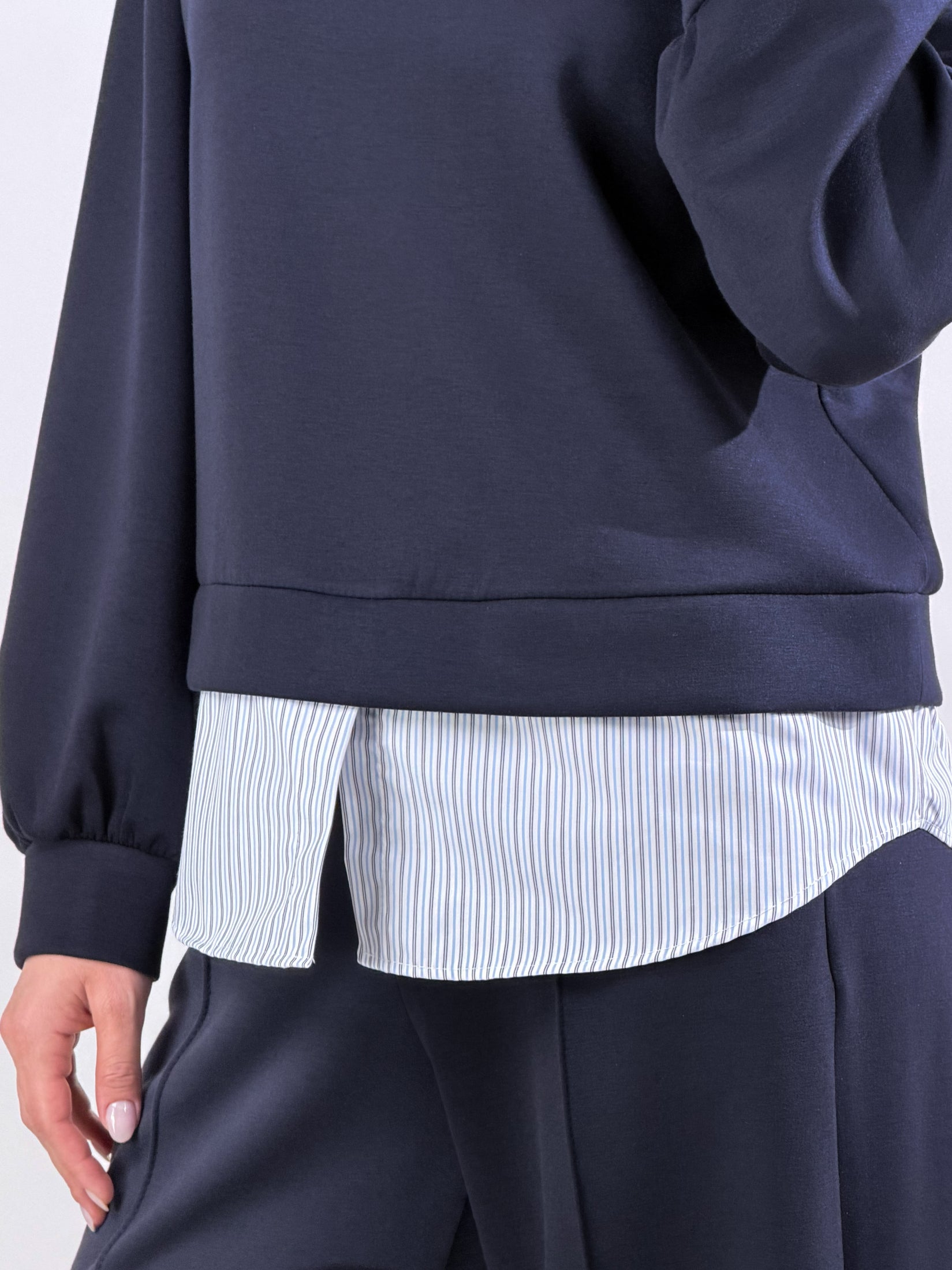 Felpa con camicia|Colore:Blu