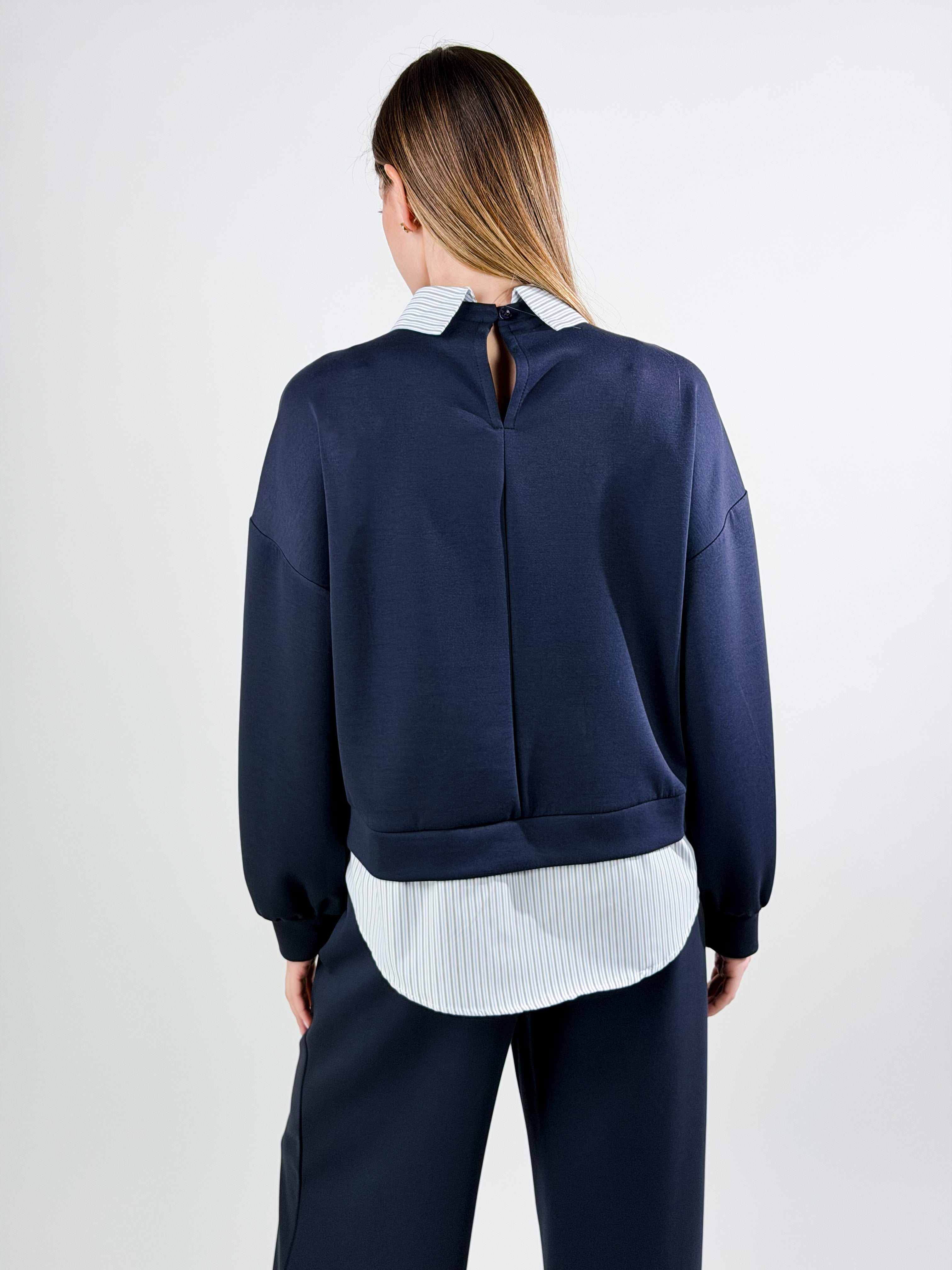 Felpa con camicia|Colore:Blu