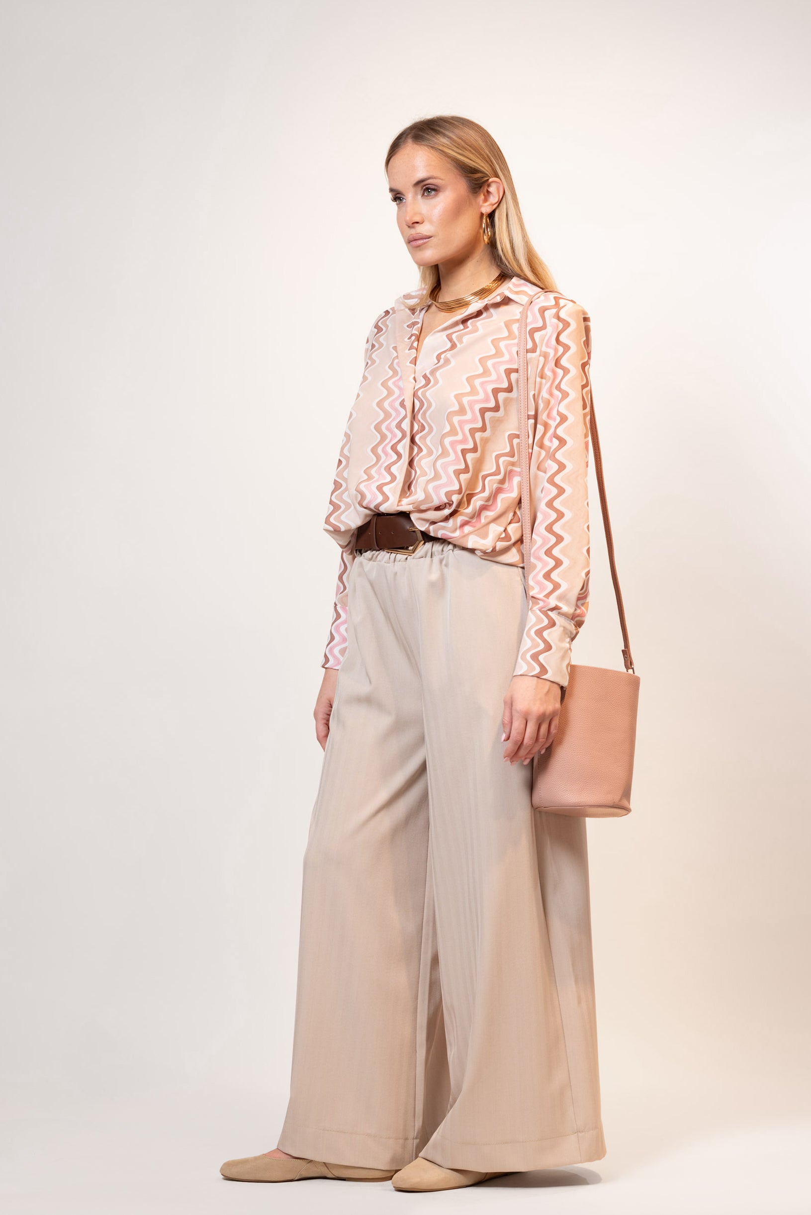 Camicia Ballon zig zag|Colore:Beige