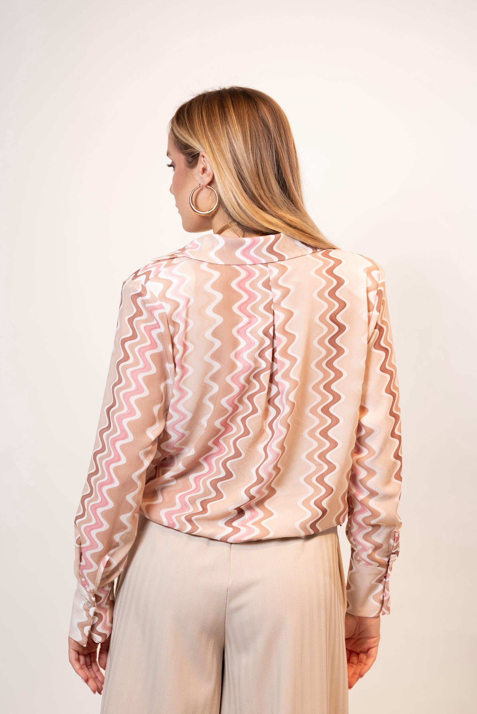 Camicia Ballon zig zag|Colore:Beige