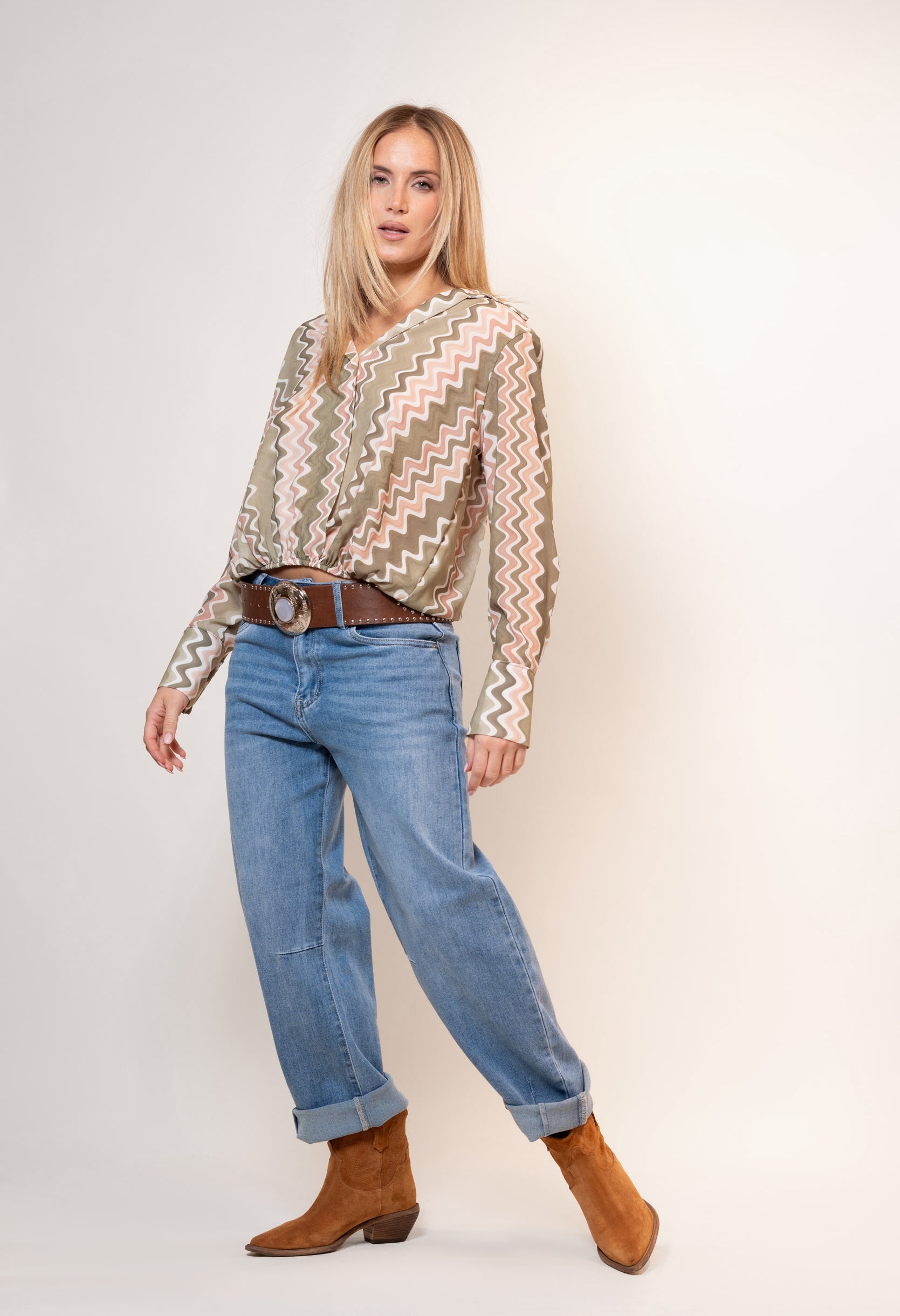 Camicia Ballon zig zag|Colore:Verde militare
