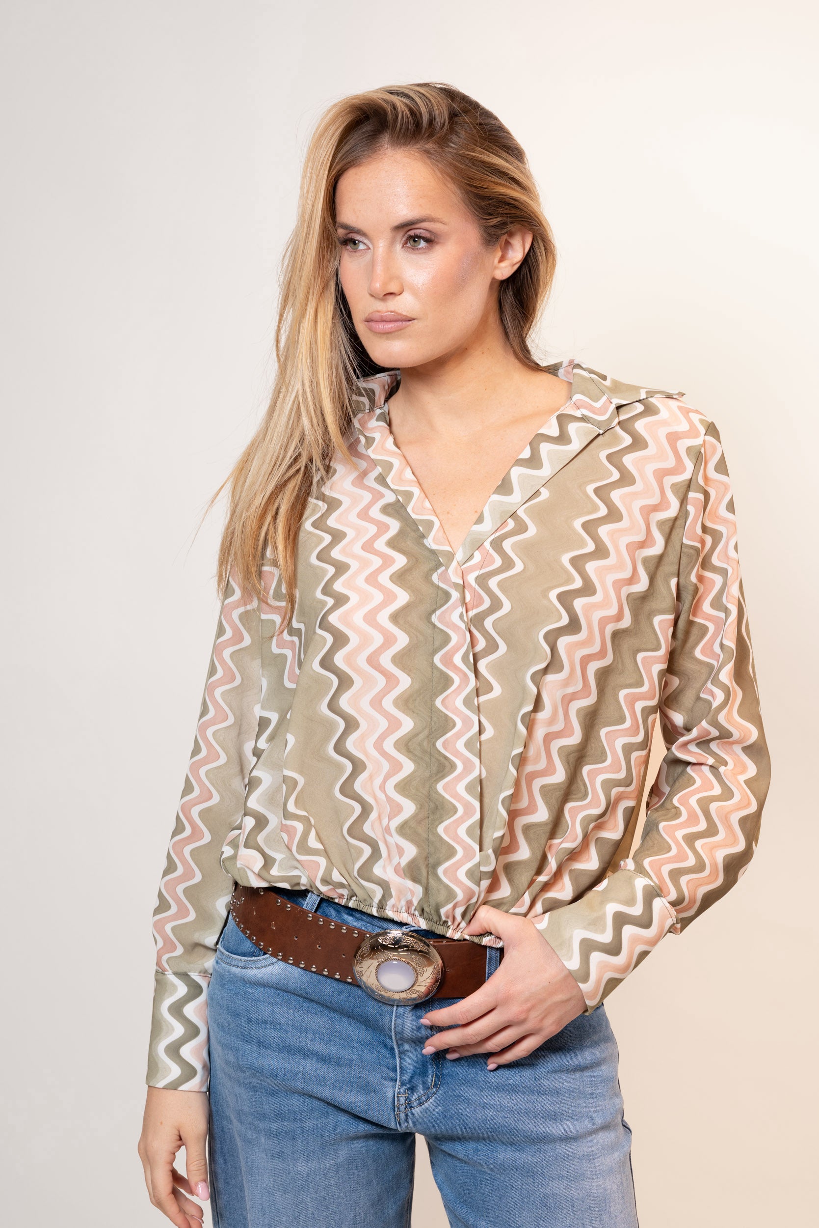 Camicia Ballon zig zag|Colore:Verde militare