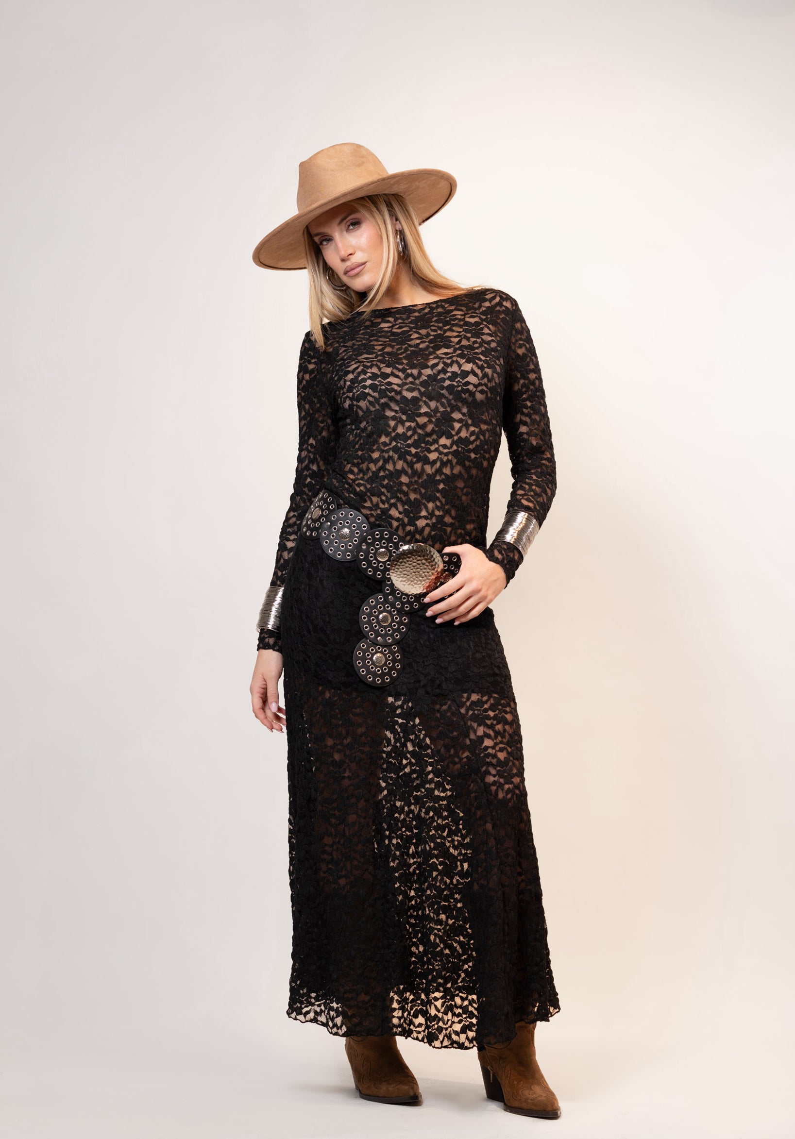 Maglia in pizzo floreale|Colore:Nero