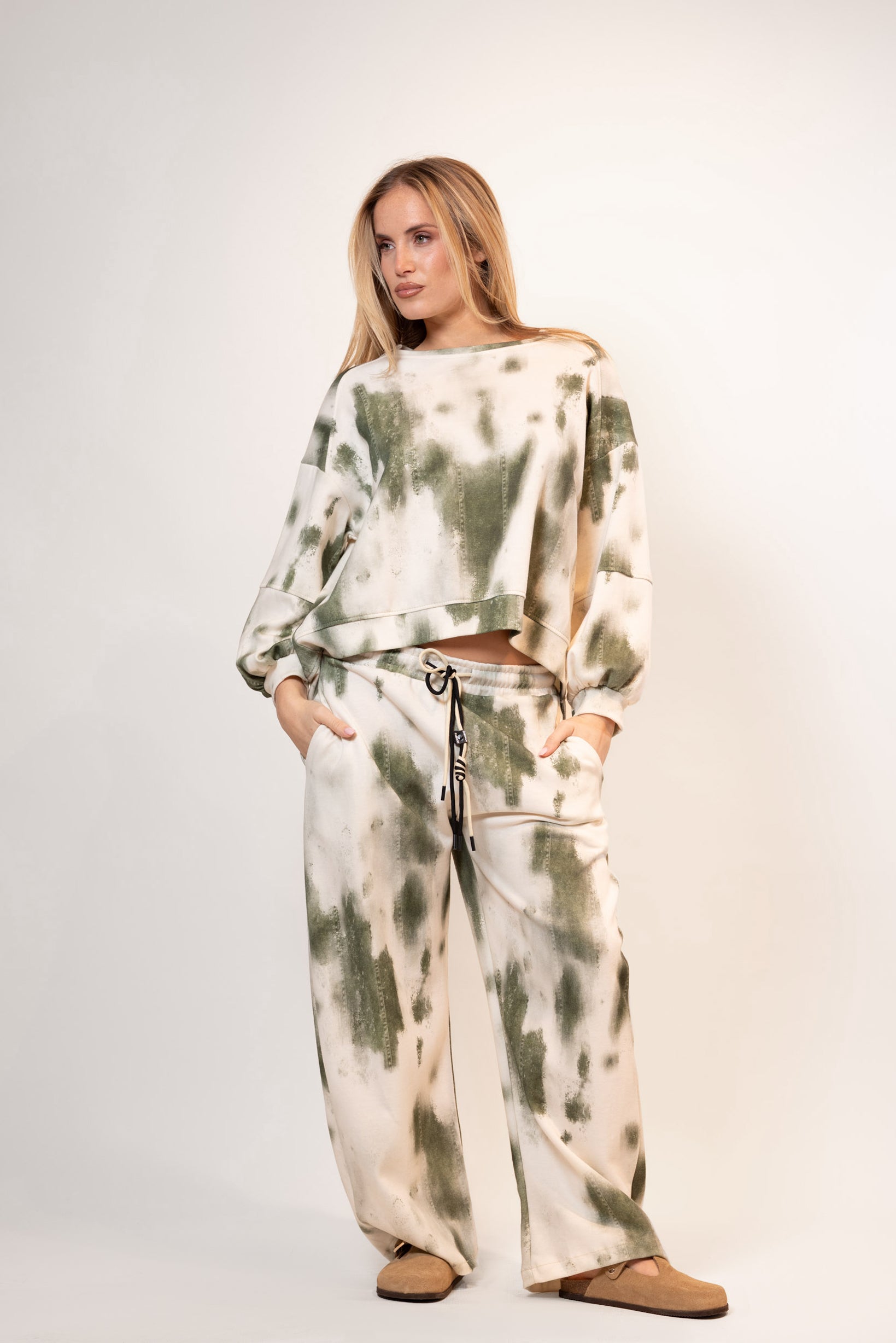 Panta felpa tie-dye|Colore:Verde