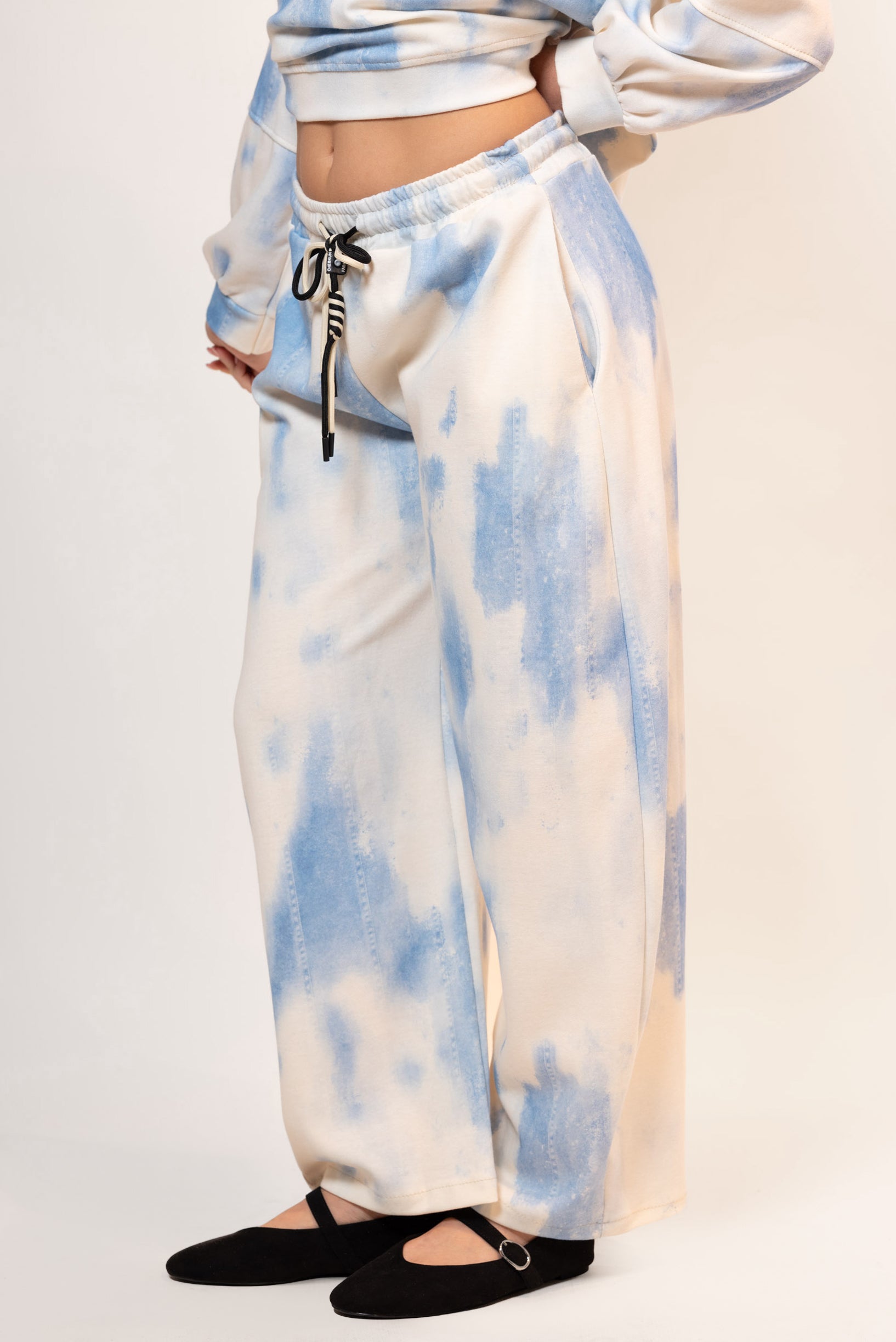 Panta felpa tie-dye|Colore:Celeste