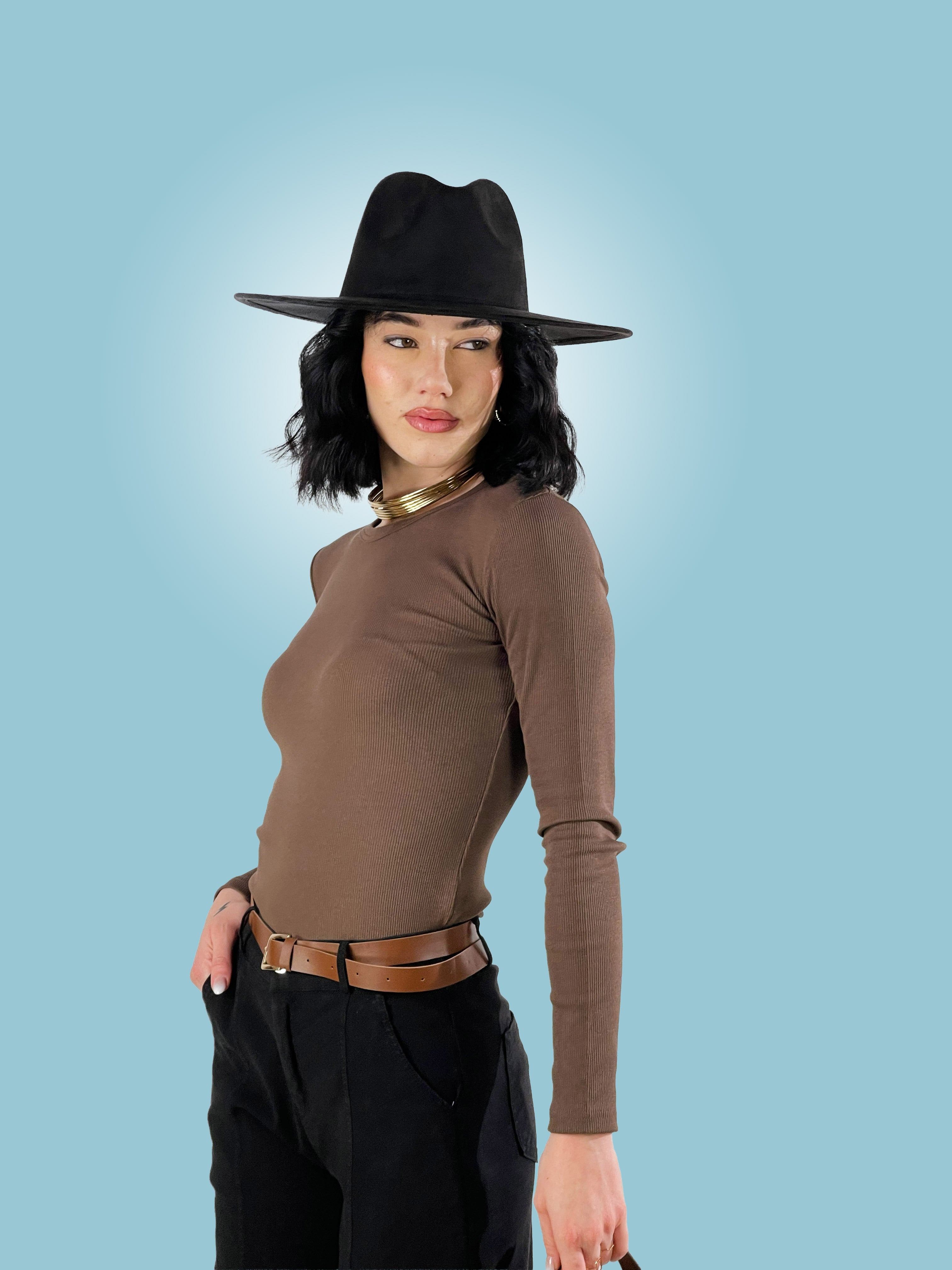 T- shirt manica lunga|Colore:Tabacco