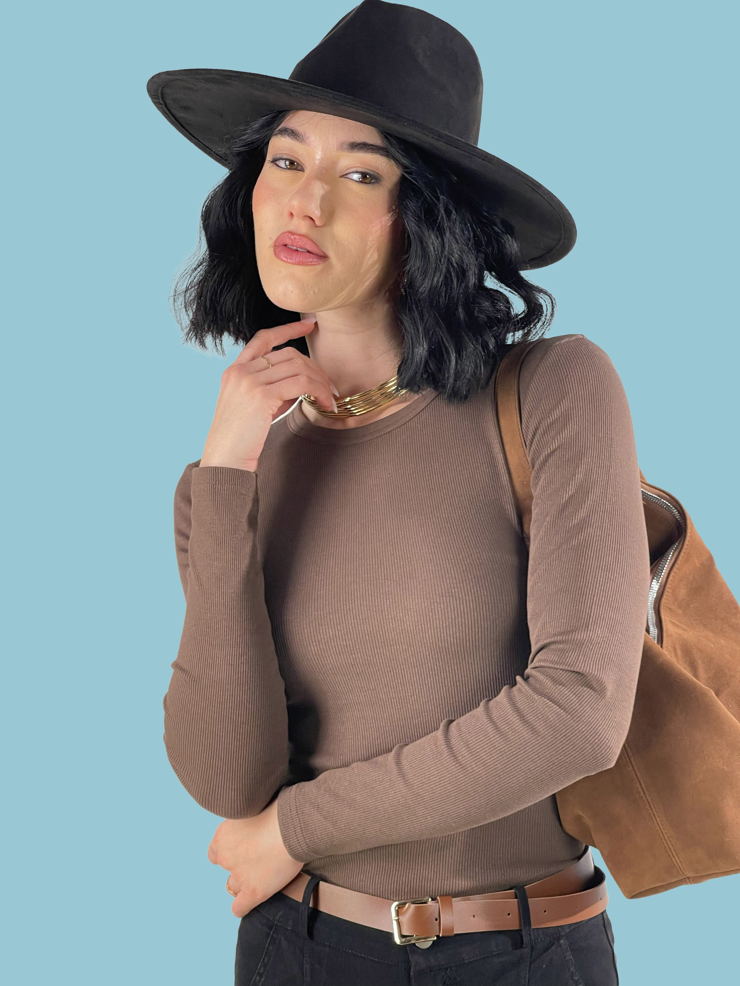 T- shirt manica lunga|Colore:Tabacco