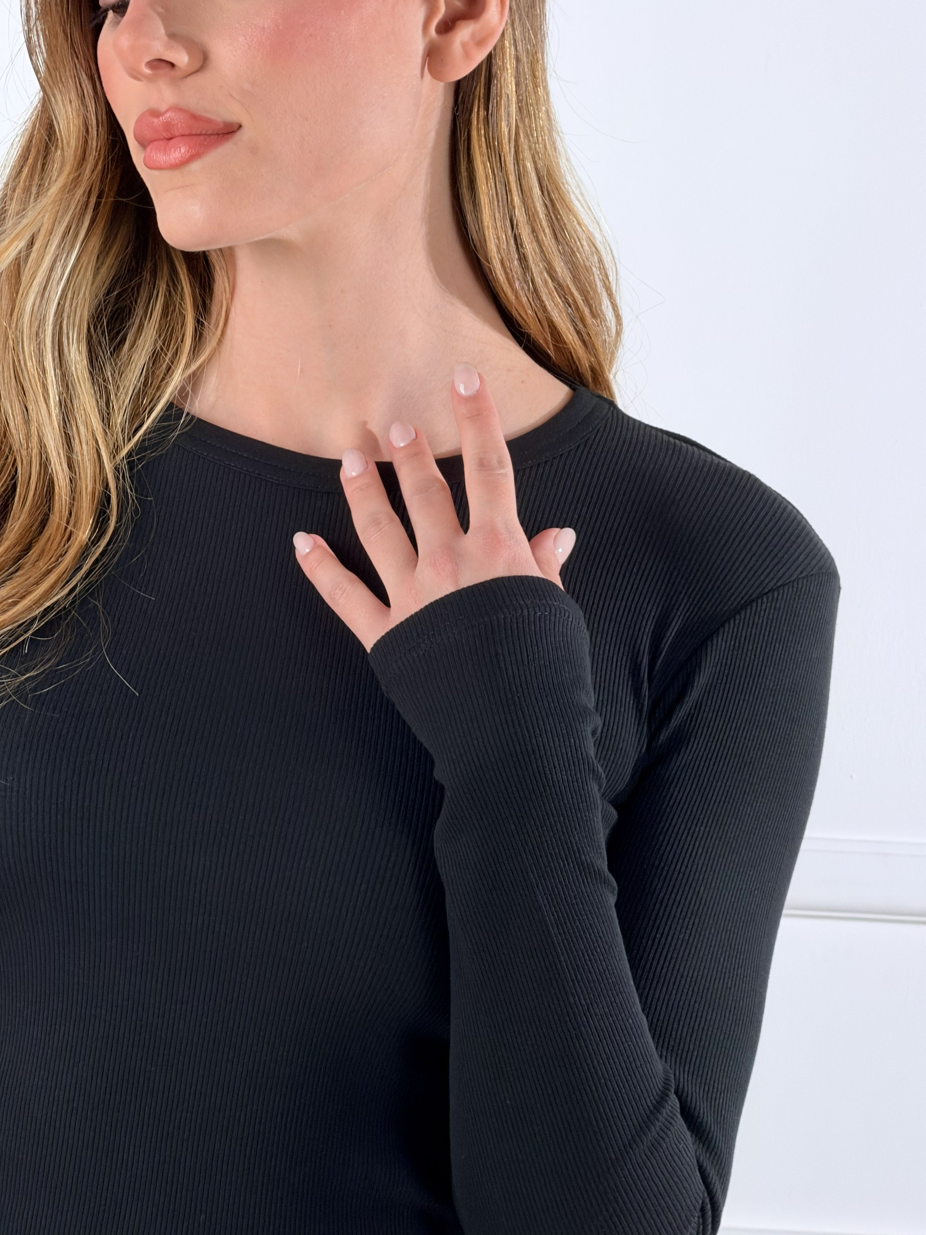 T- shirt manica lunga|Colore:Nero