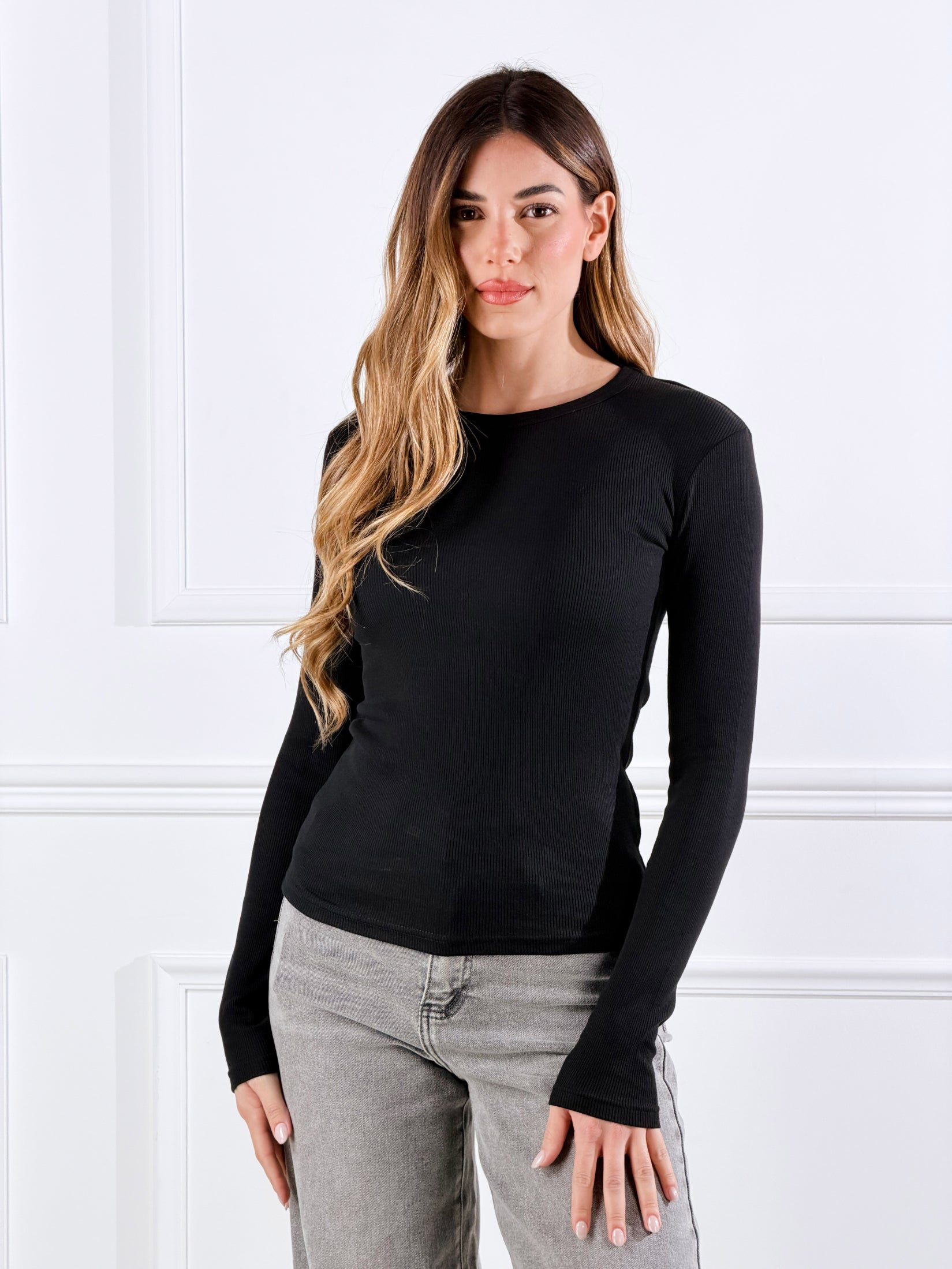 T- shirt manica lunga|Colore:Nero