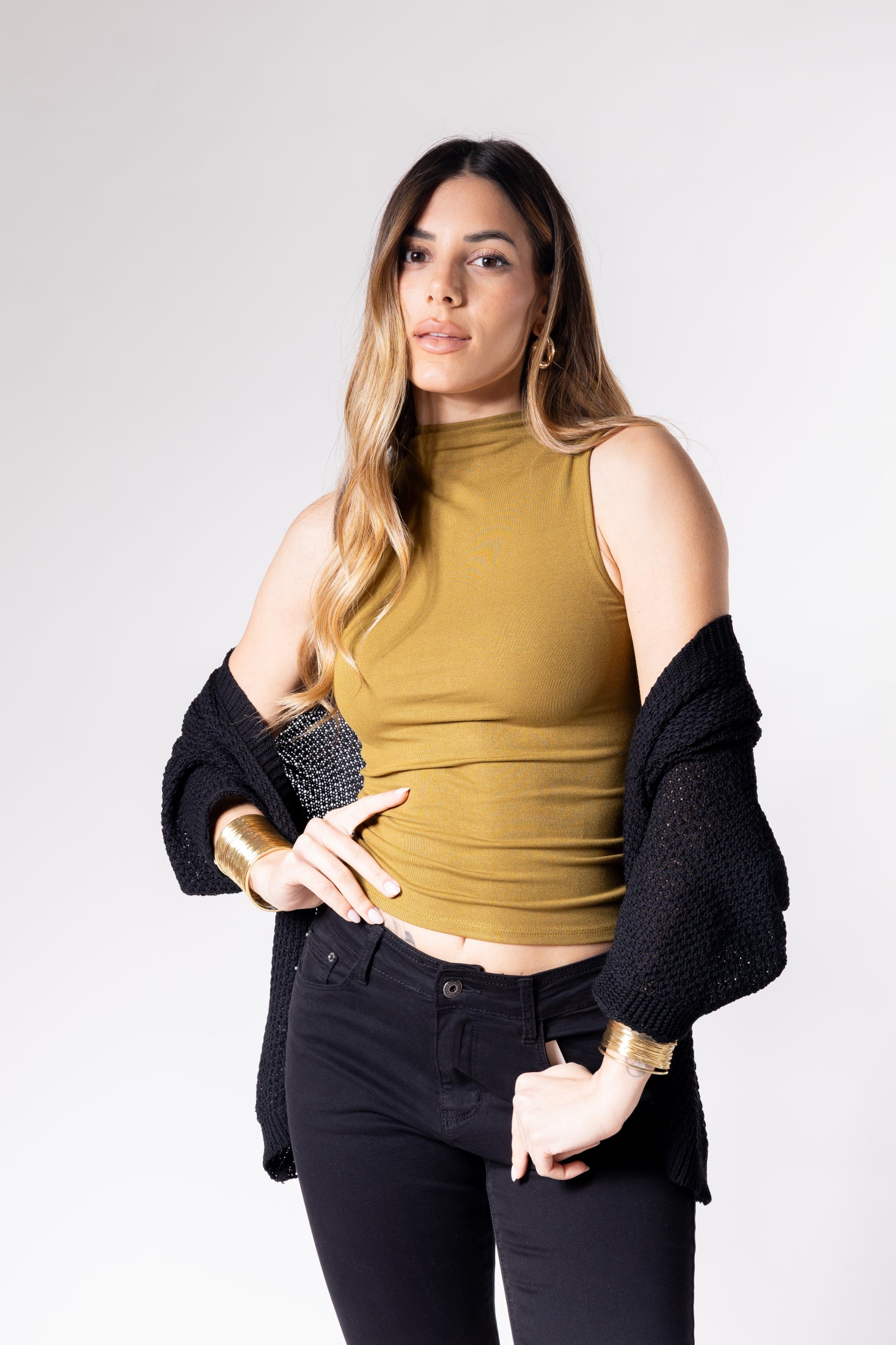 Cardigan kimono manica 3/4|Colore:Nero