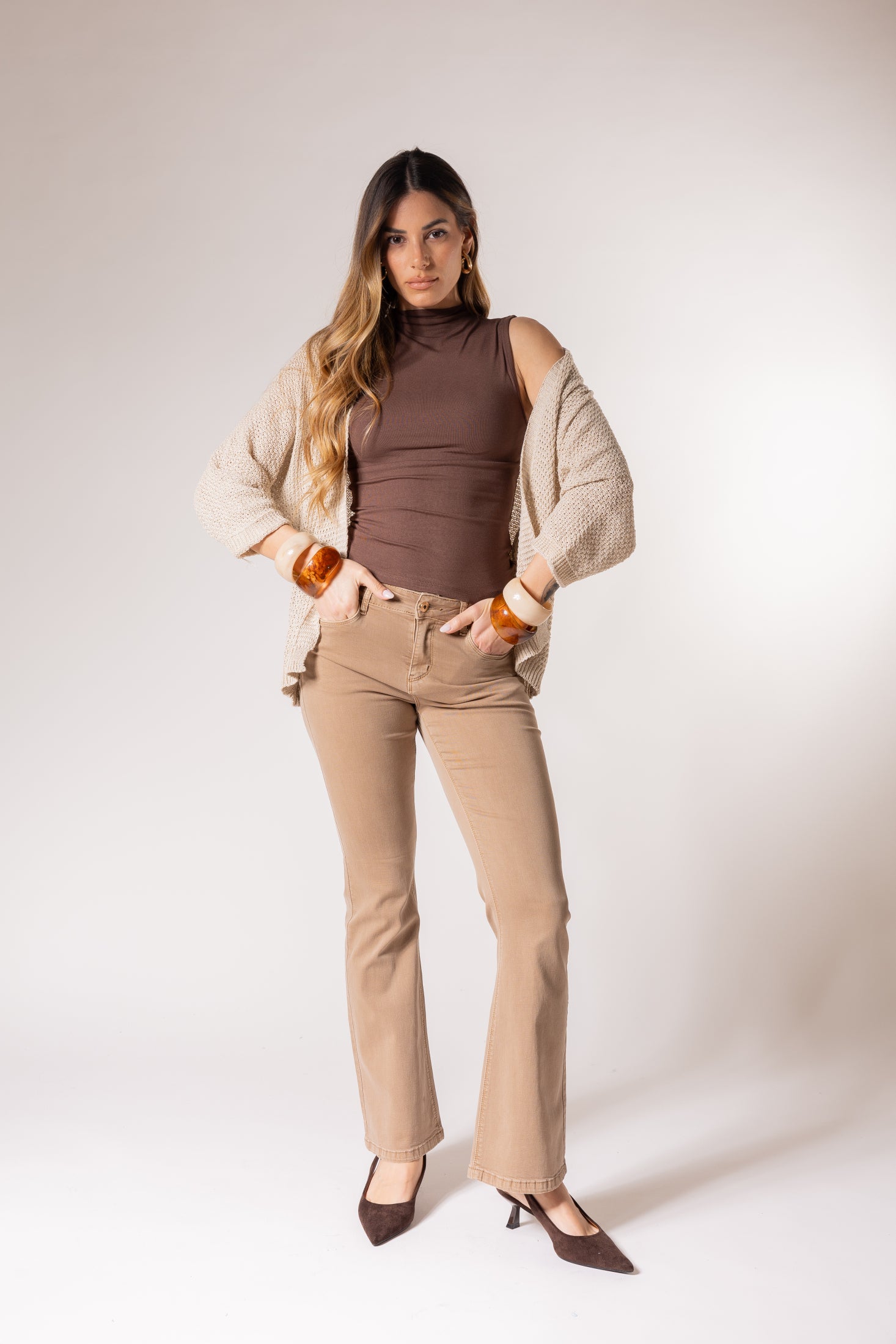 Cardigan kimono manica 3/4|Colore:Lino