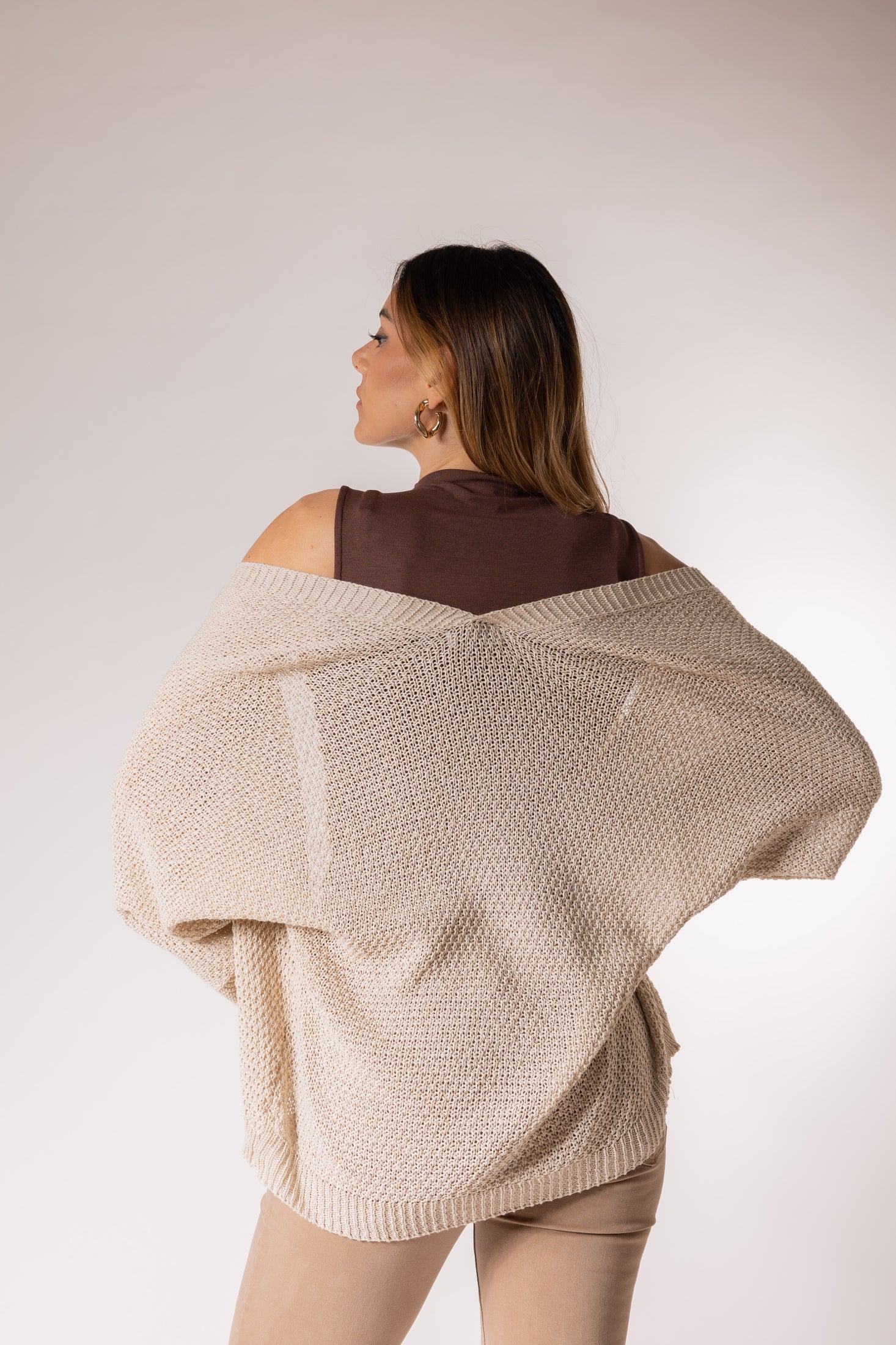 Cardigan kimono manica 3/4|Colore:Lino