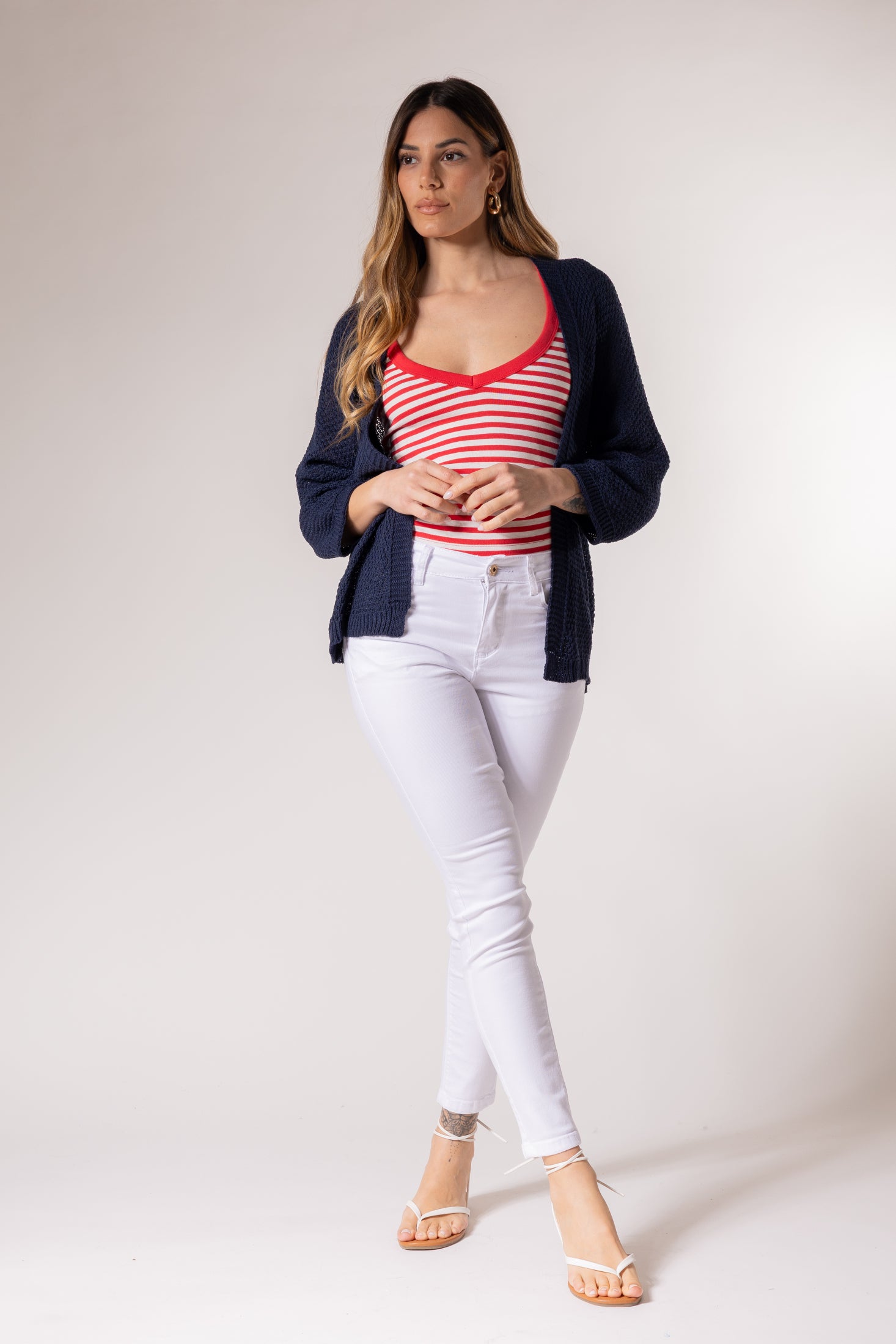 Cardigan kimono manica 3/4|Colore:Laguna