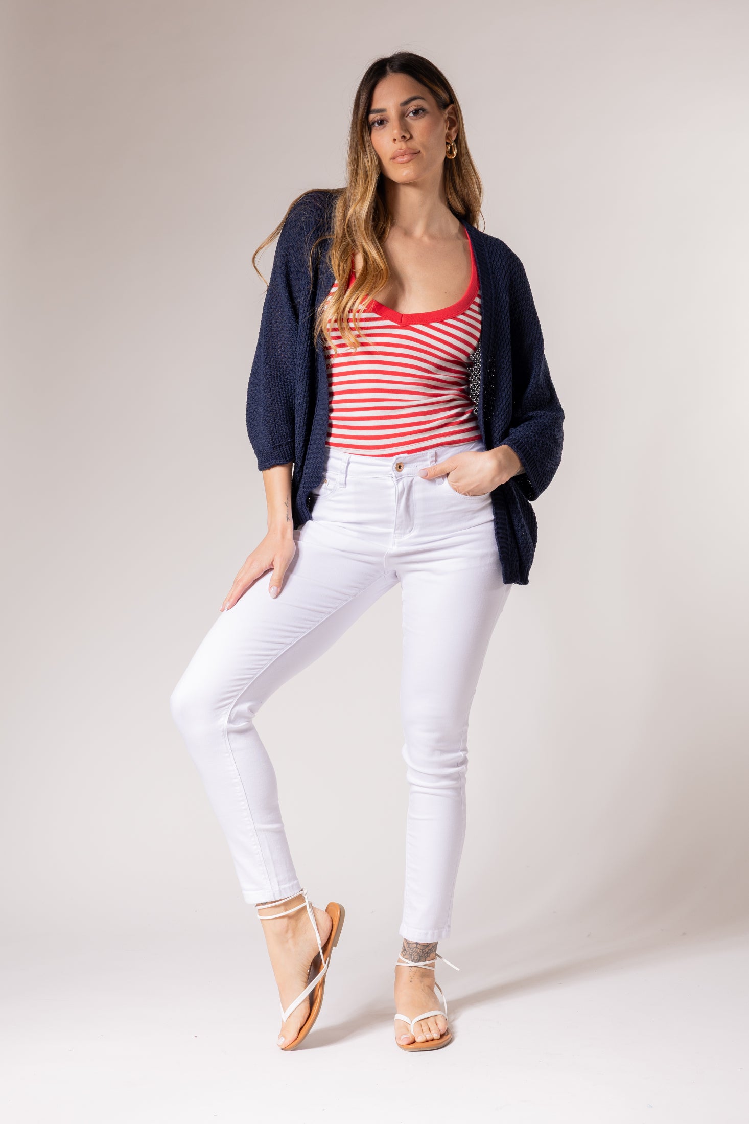 Cardigan kimono manica 3/4|Colore:Laguna