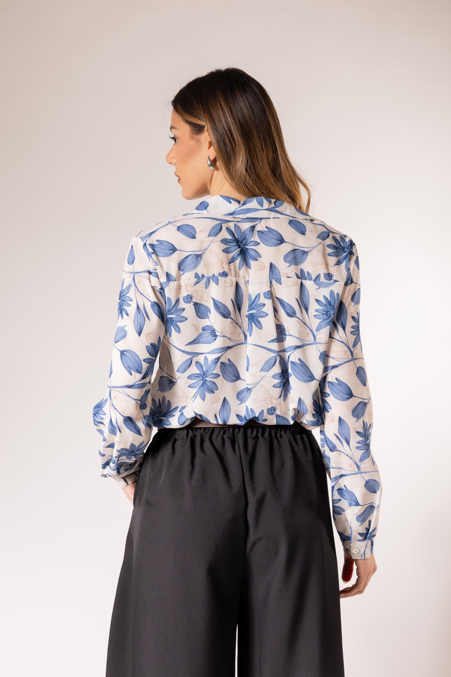 Camicia Fantasia fiore|Colore:Blu