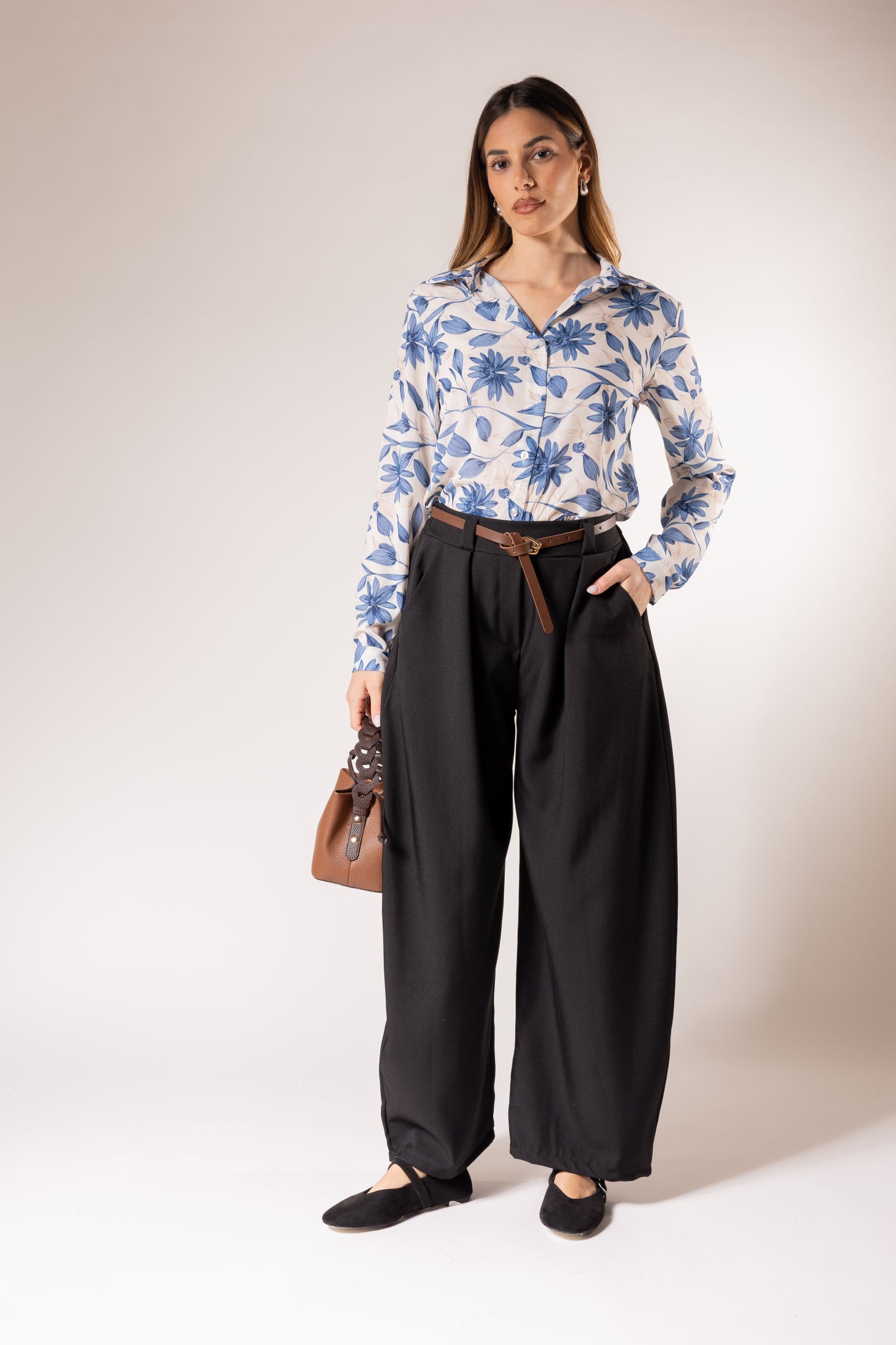 Camicia Fantasia fiore|Colore:Blu