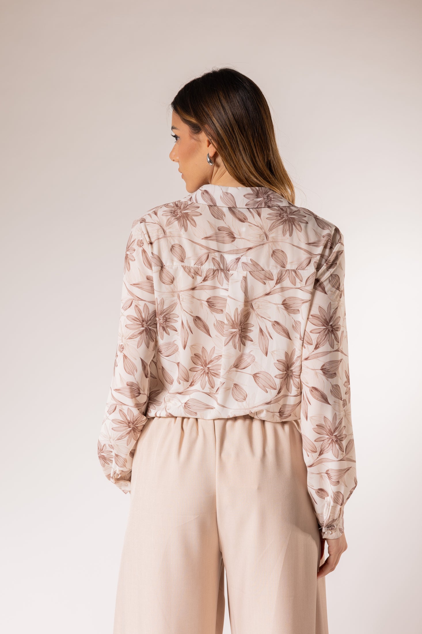 Camicia Fantasia fiore|Colore:Beige