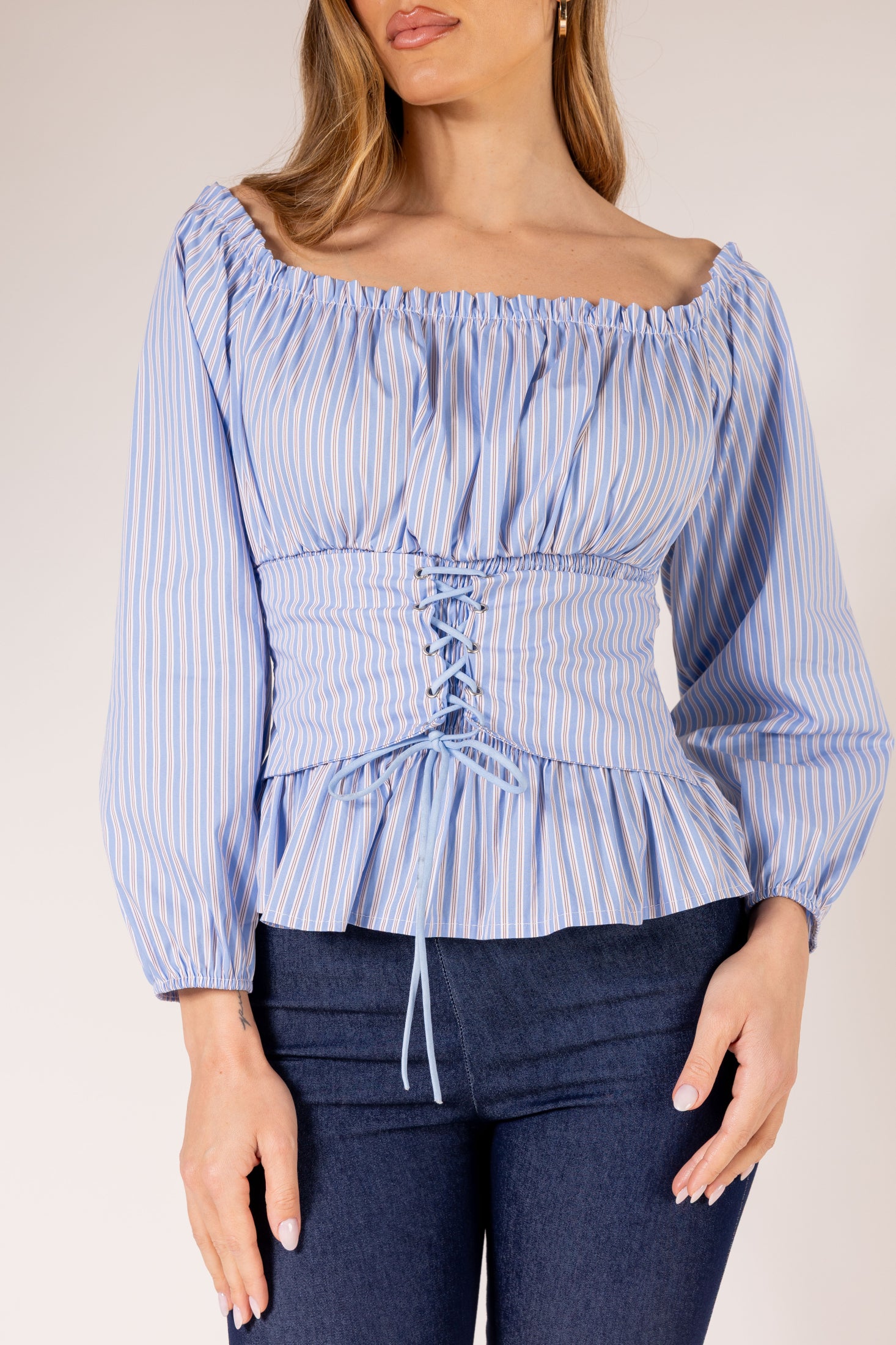 Camicia Bustier|Colore:Blu/marrone
