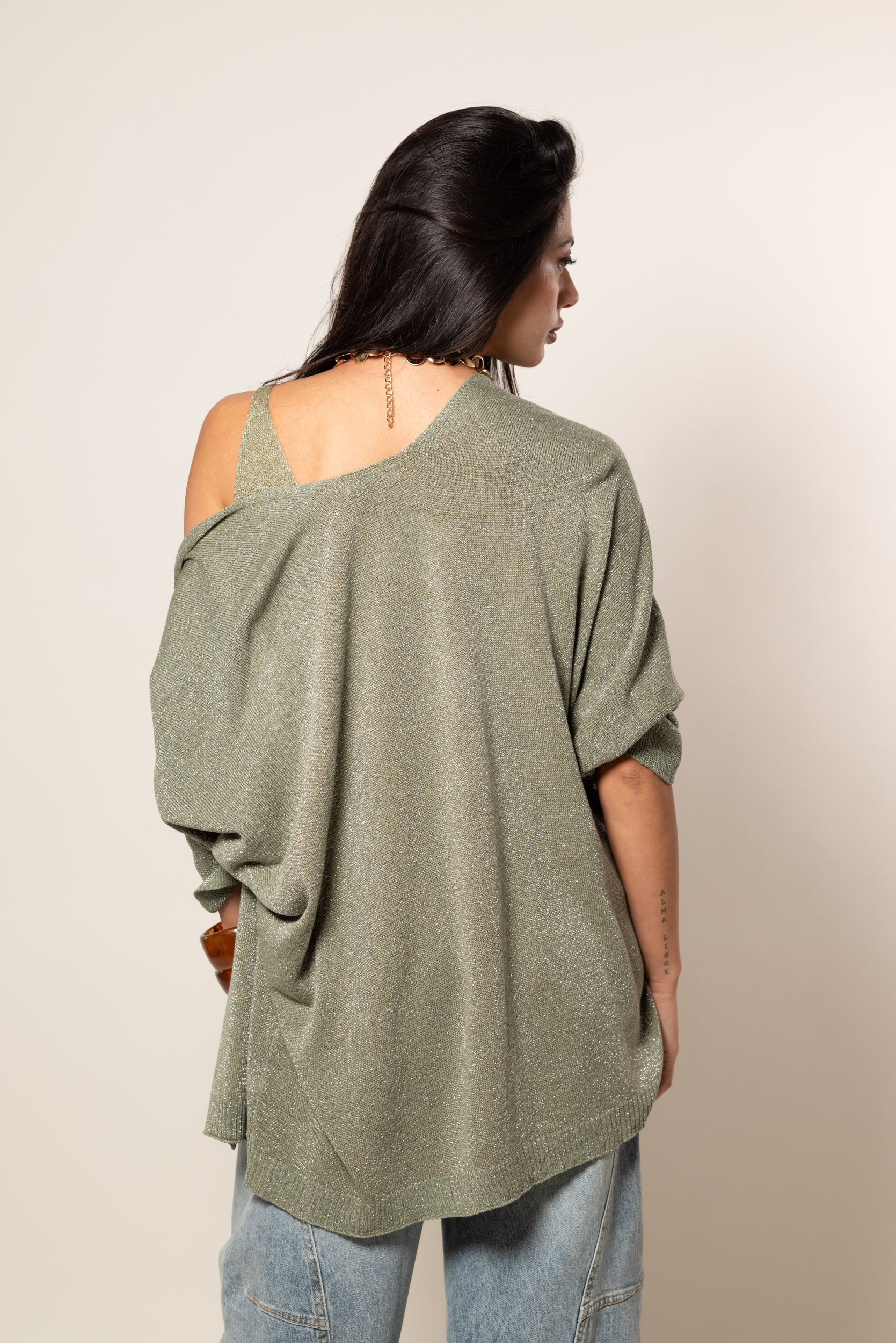 Kimono lurex|Colore:Verde militare chiaro