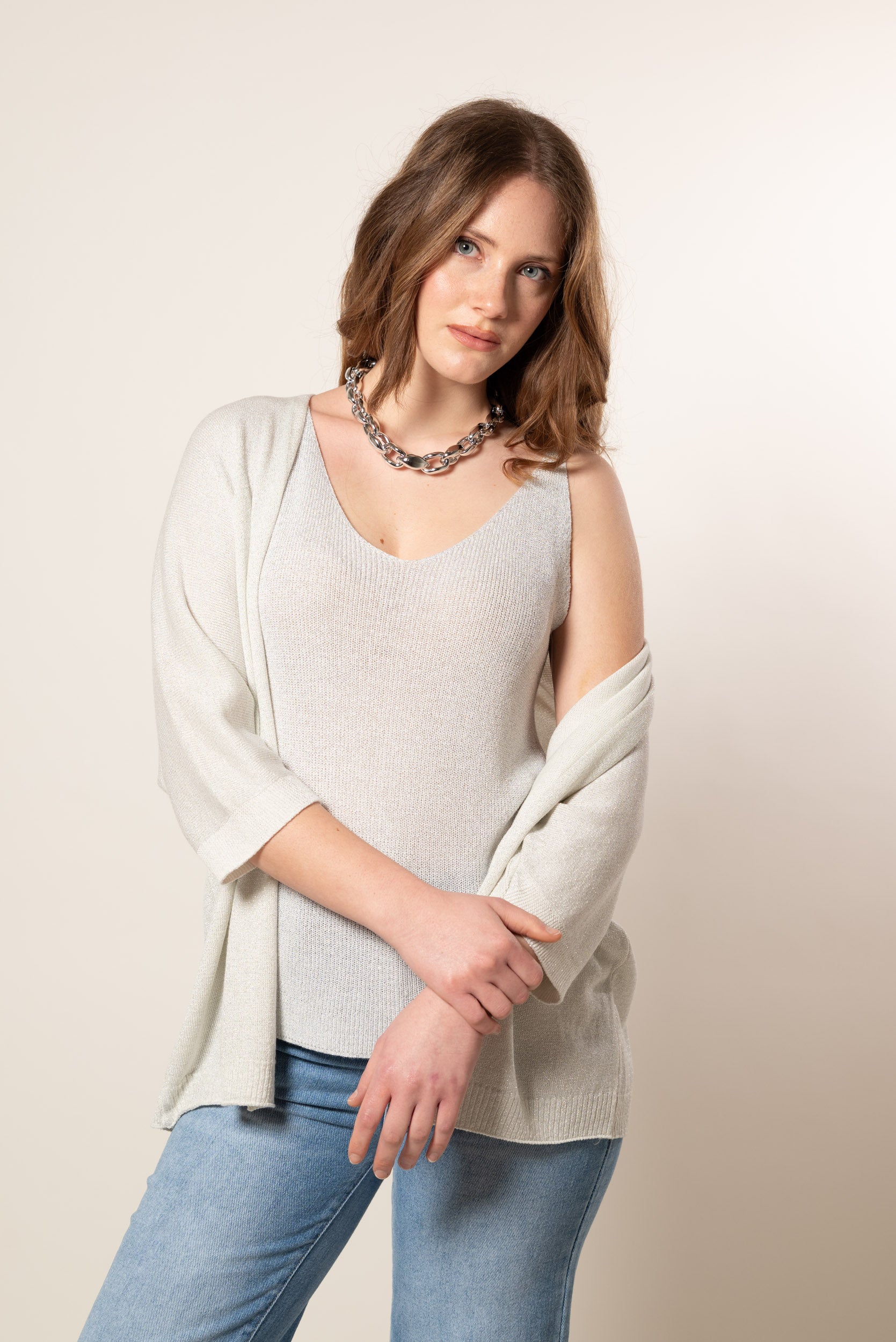 Kimono lurex|Colore:Burro