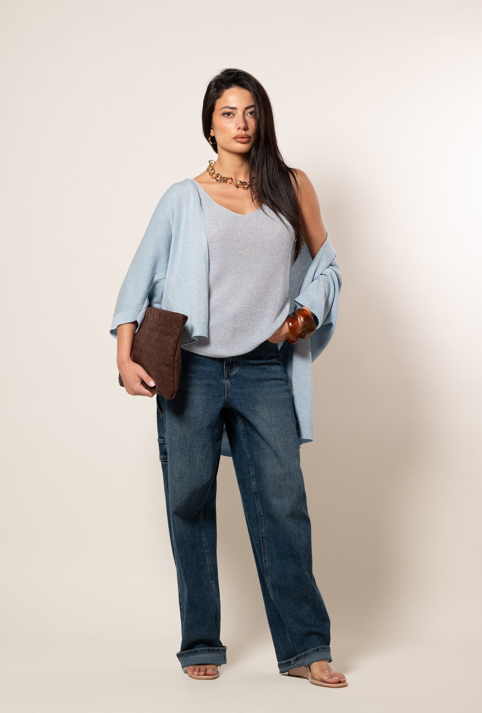 Kimono lurex|Colore:Celeste