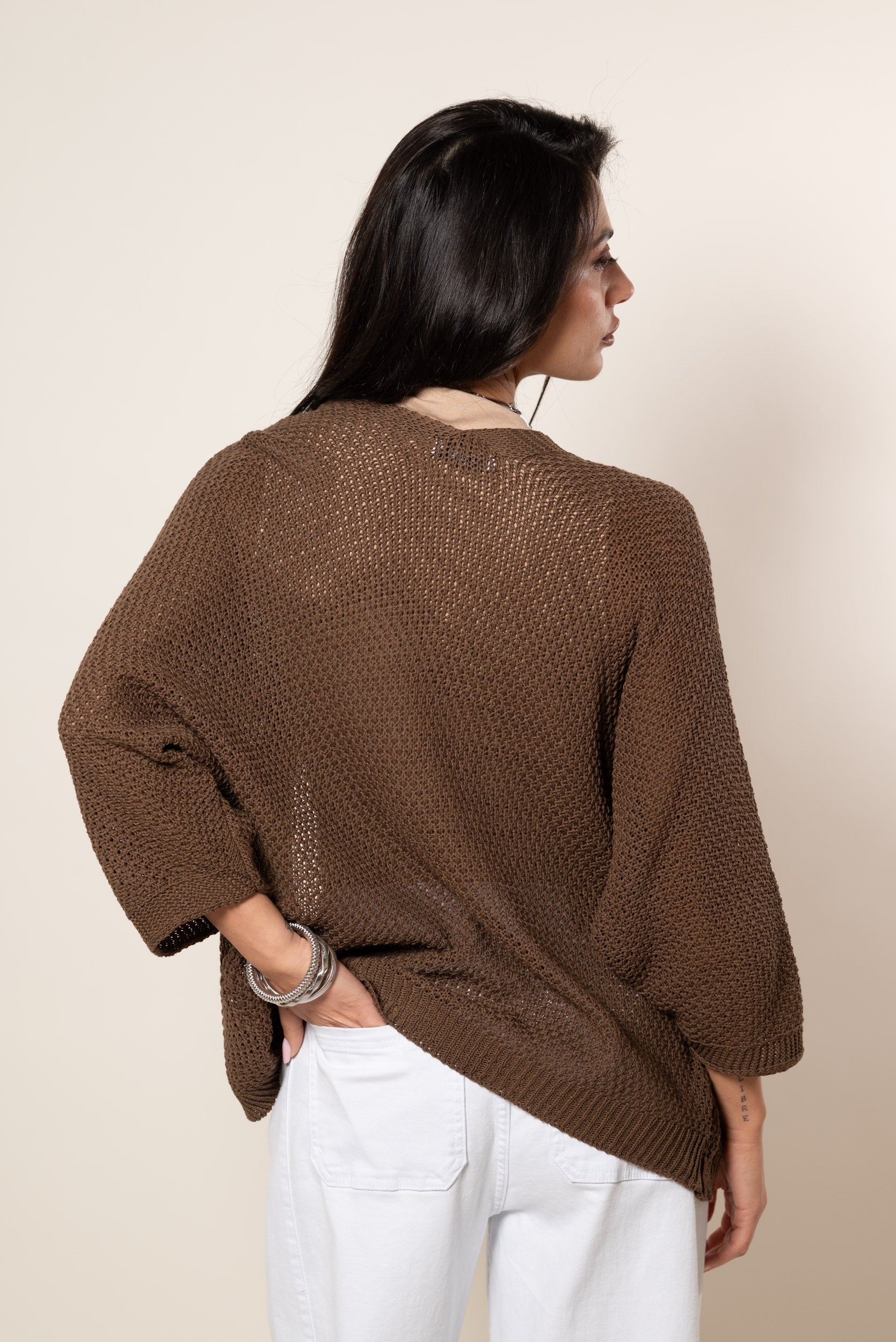 Cardigan kimono manica 3/4|Colore:Tabacco