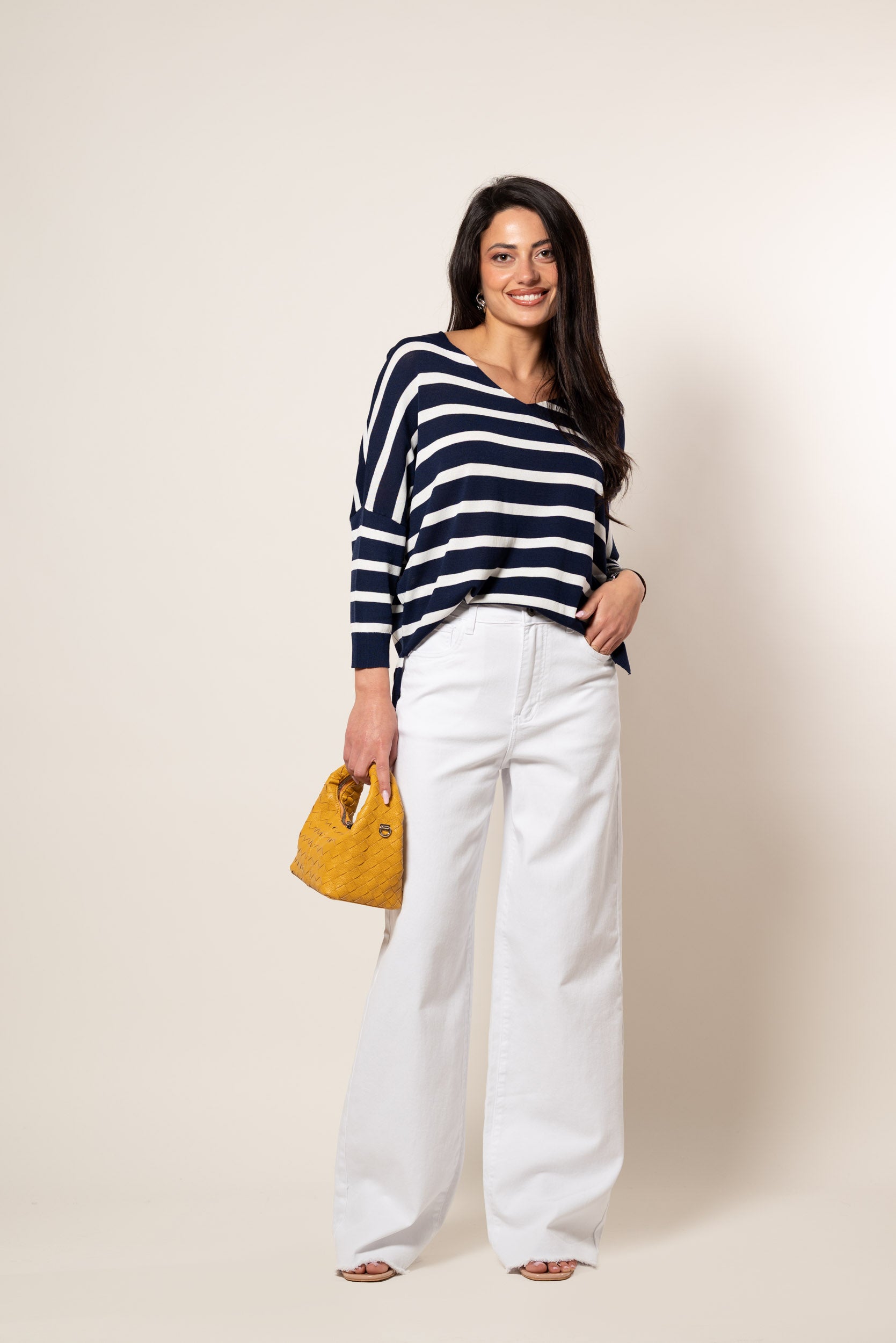 Maglia V Stripe|Colore:Blu