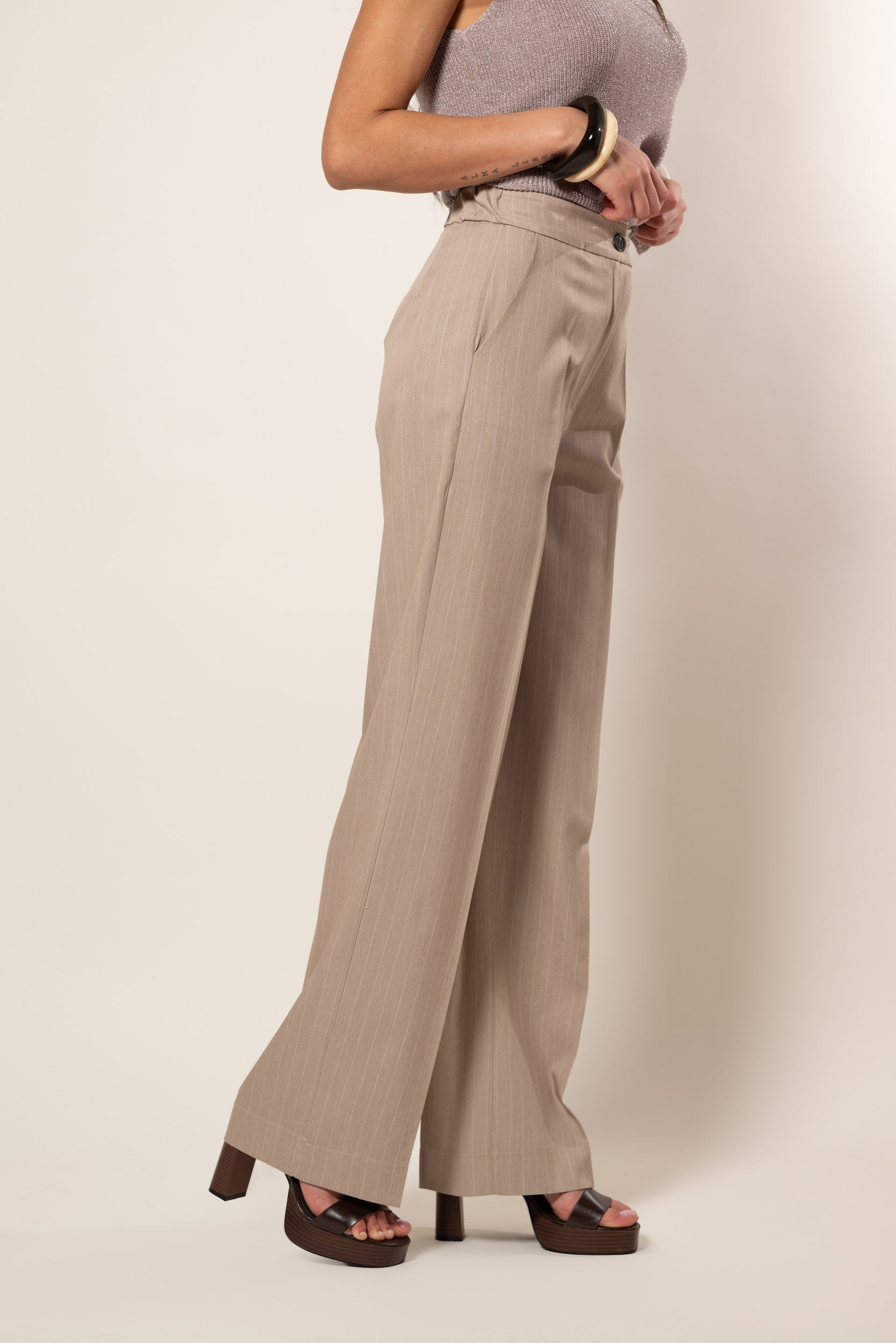 Pantalone Gessato |Colore:Cappuccino
