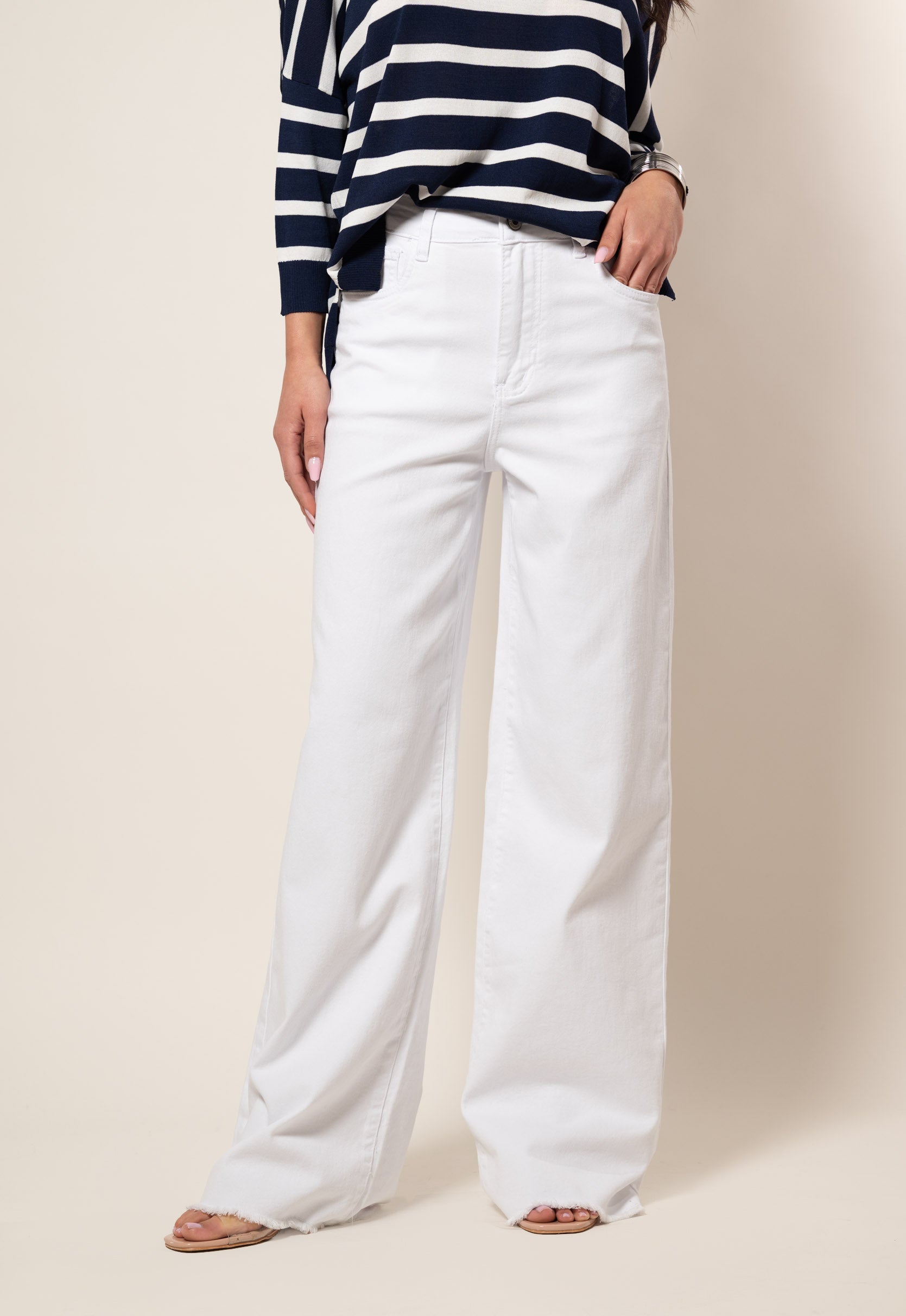 Jeans colorato wide leg|Colore:Bianco