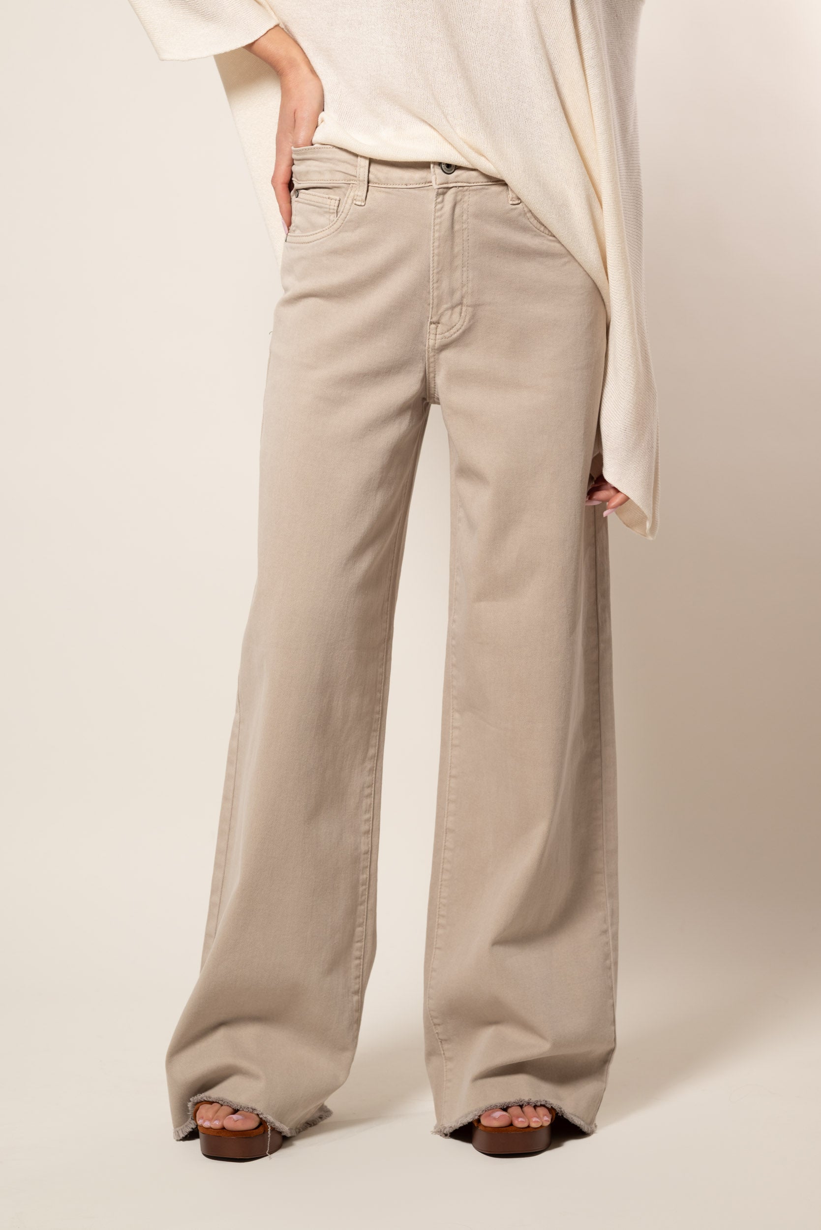 Jeans colorato wide leg|Colore:Sabbia