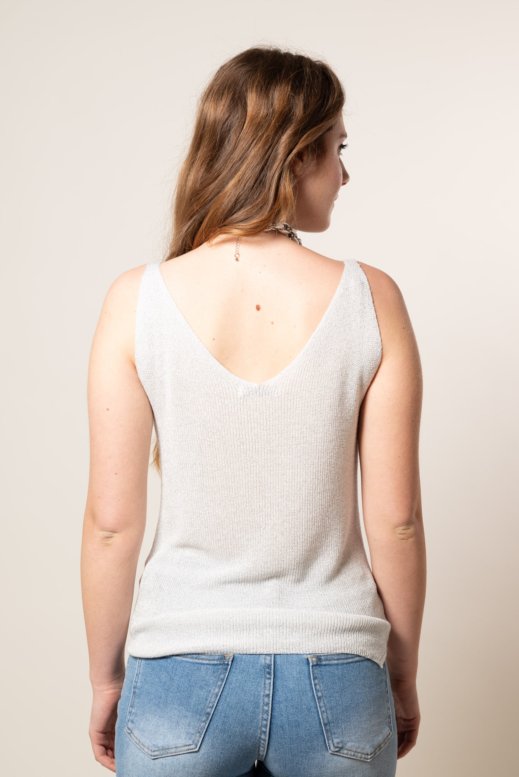 Canotta a V lurex|Colore:Burro