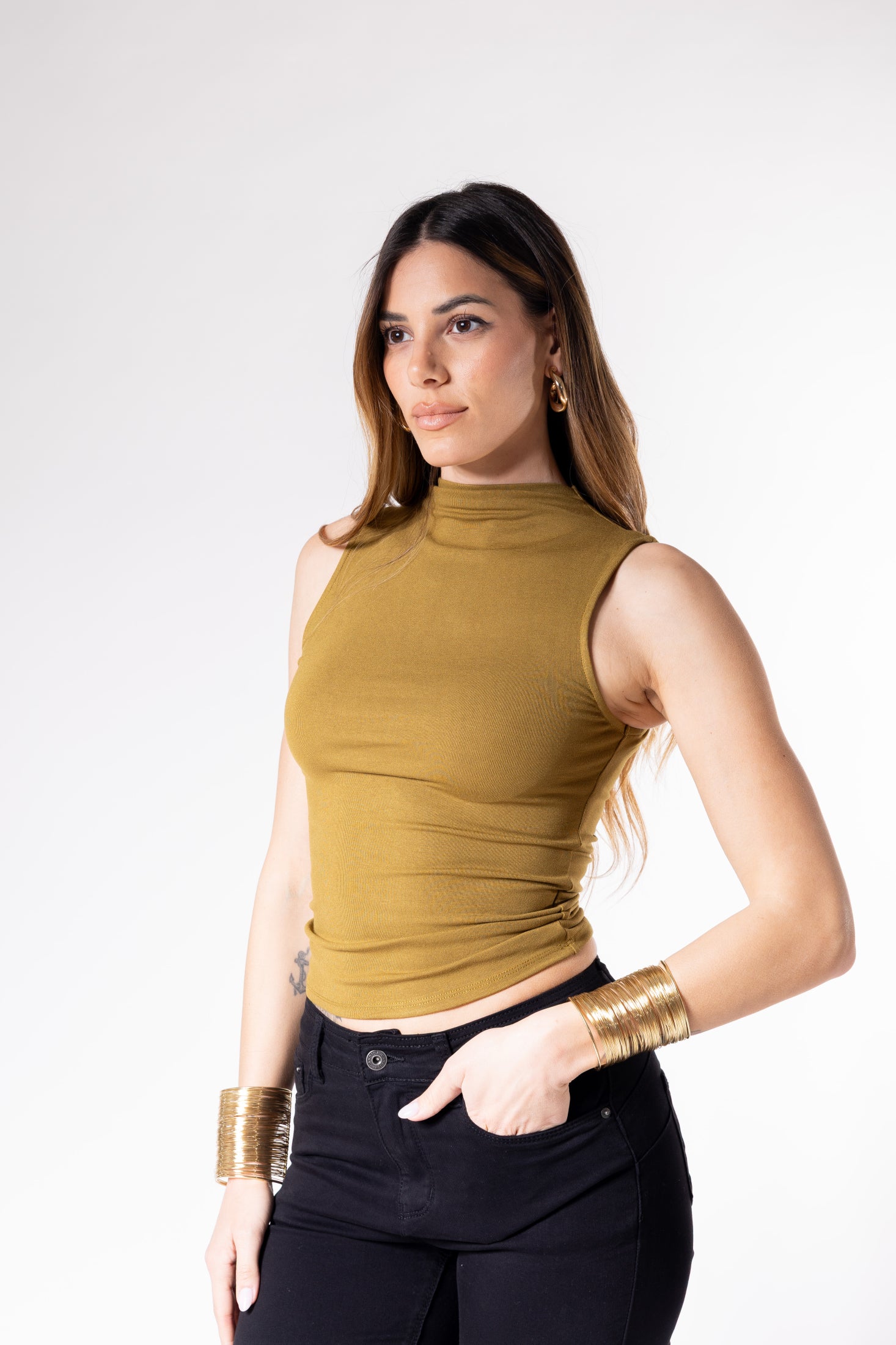 Top Lea Giromanica|Colore:Verde