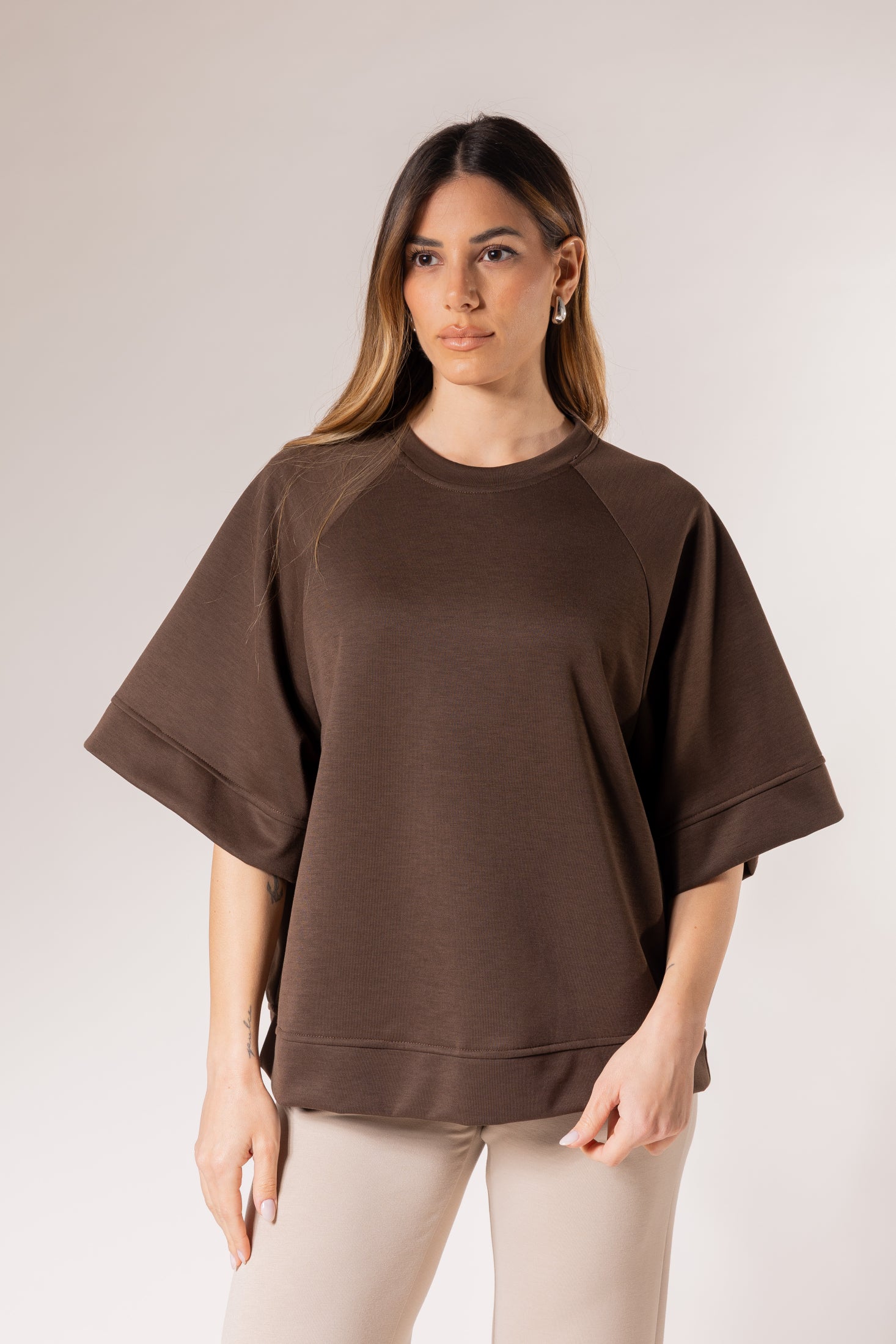 Maglia oversize maniche raglan|Colore:Moro