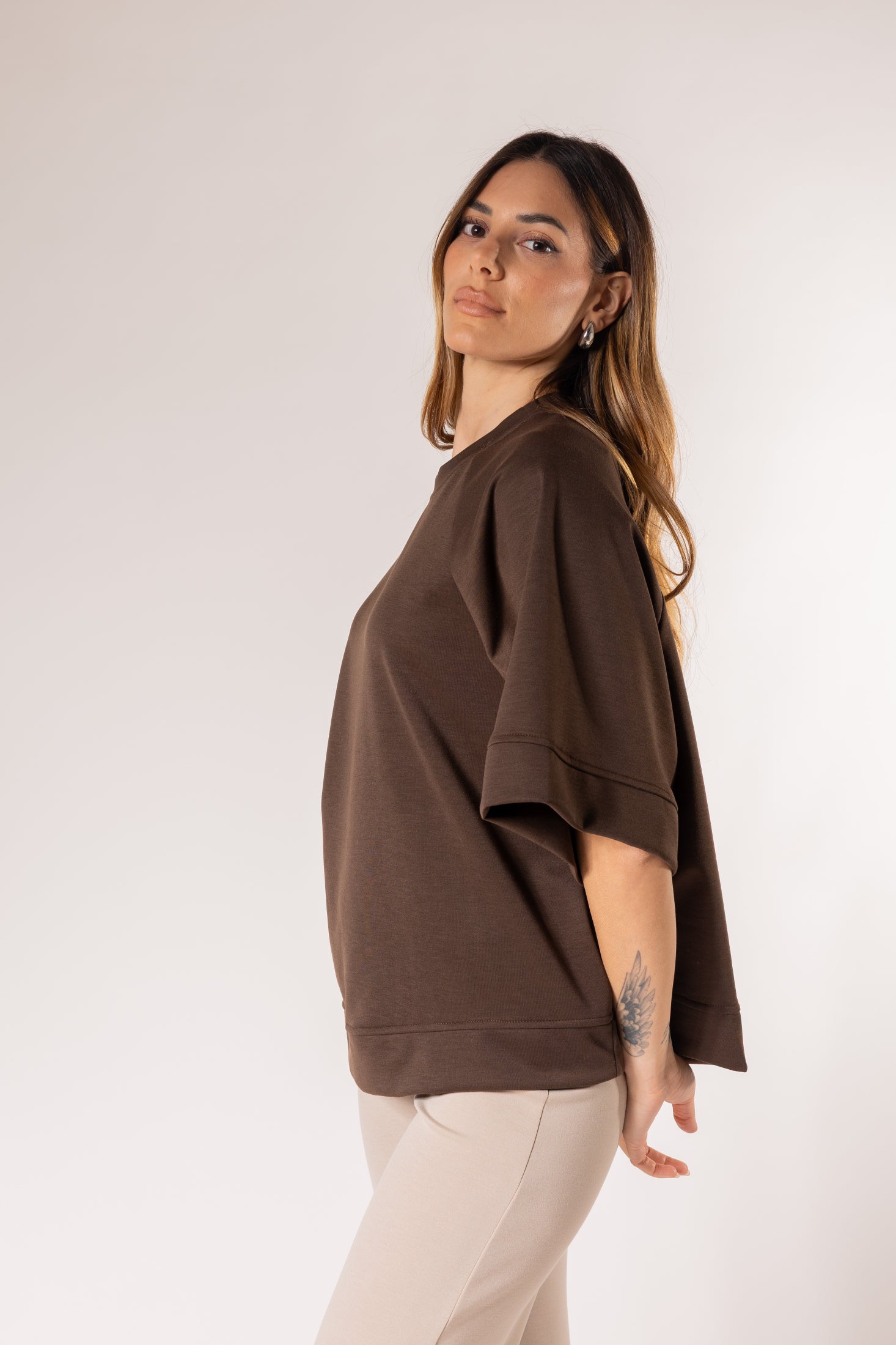 Maglia oversize maniche raglan|Colore:Moro