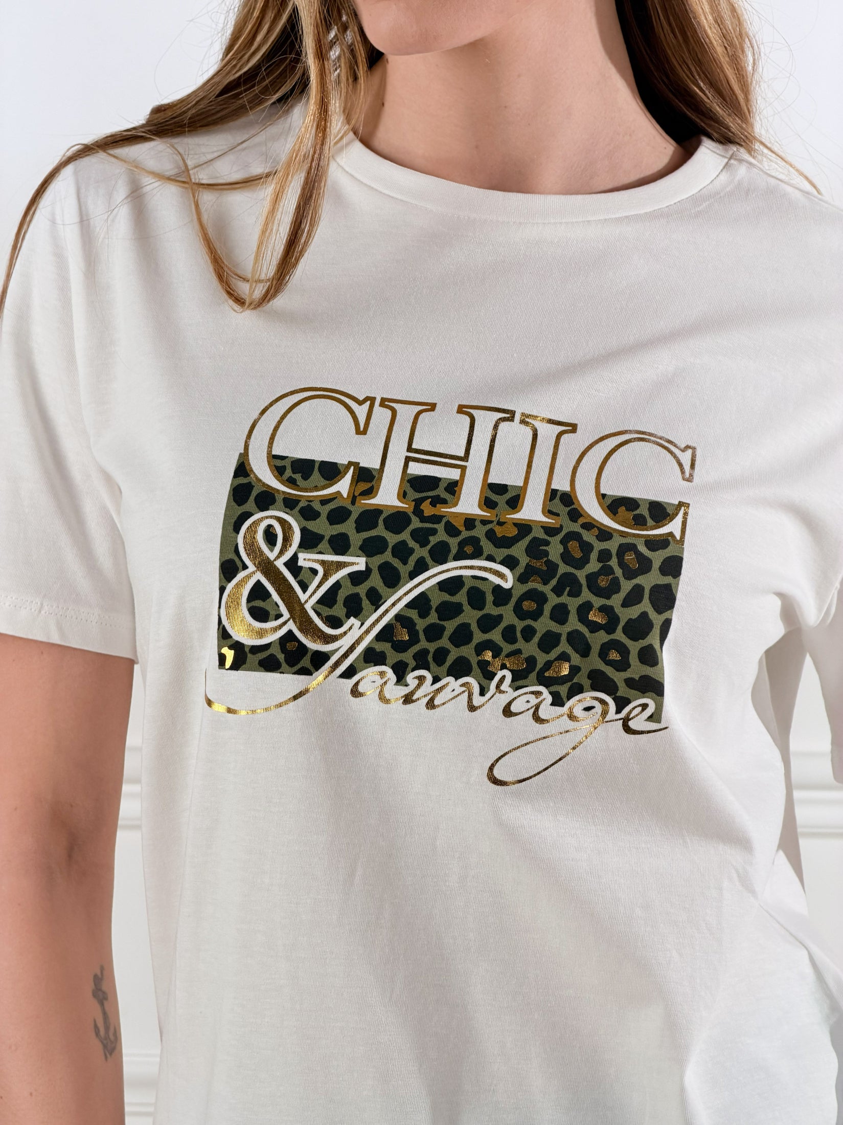 T-Shirt Chic|Colore:Bianco/salvia